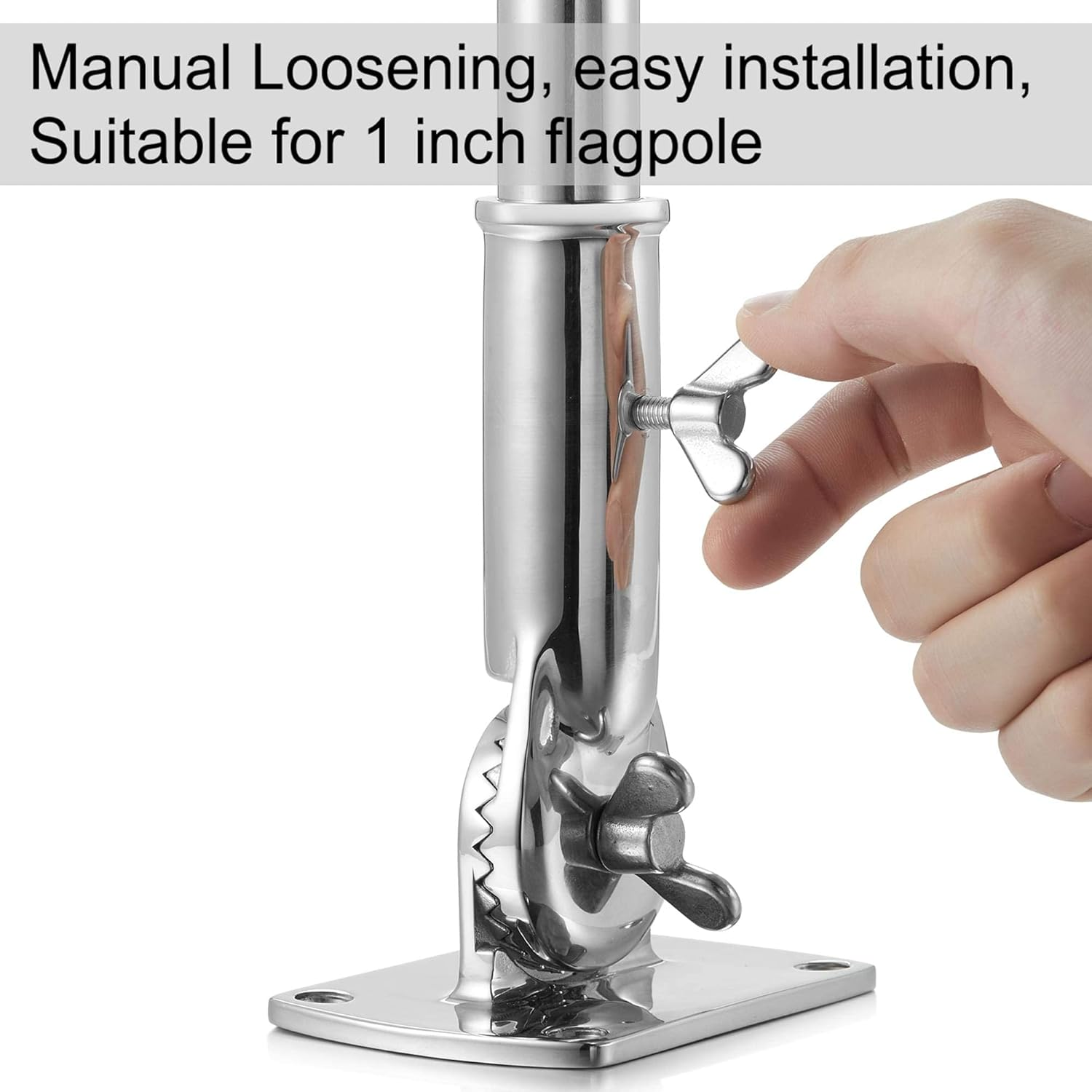 Flag Pole Bracket, Flag Pole Holder - 316 Marine Grade Stainless Steel, Heavy Duty for 1Inch Flag Pole Mount - Sliver image number 2