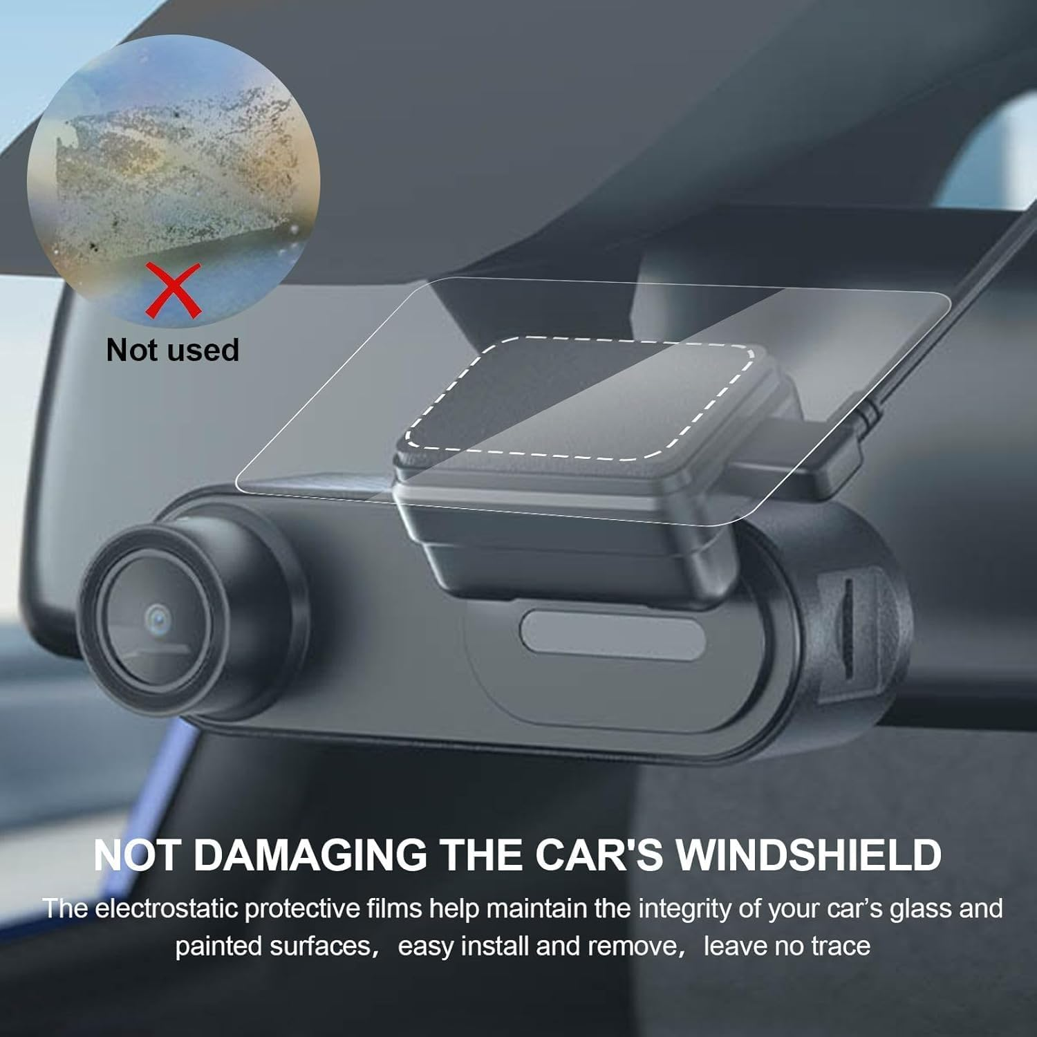 8Pcs Dashcam Windshield Sticker,Including 4Pcs Static Films and 16Pcs Dual-Lock Adhesive Tape Strips,Ez Pass/Ipass/Izoom/Sunpass Toll Tap,Reclosable Fastener Transponder Strips Holder for Carsc (B) image number 6