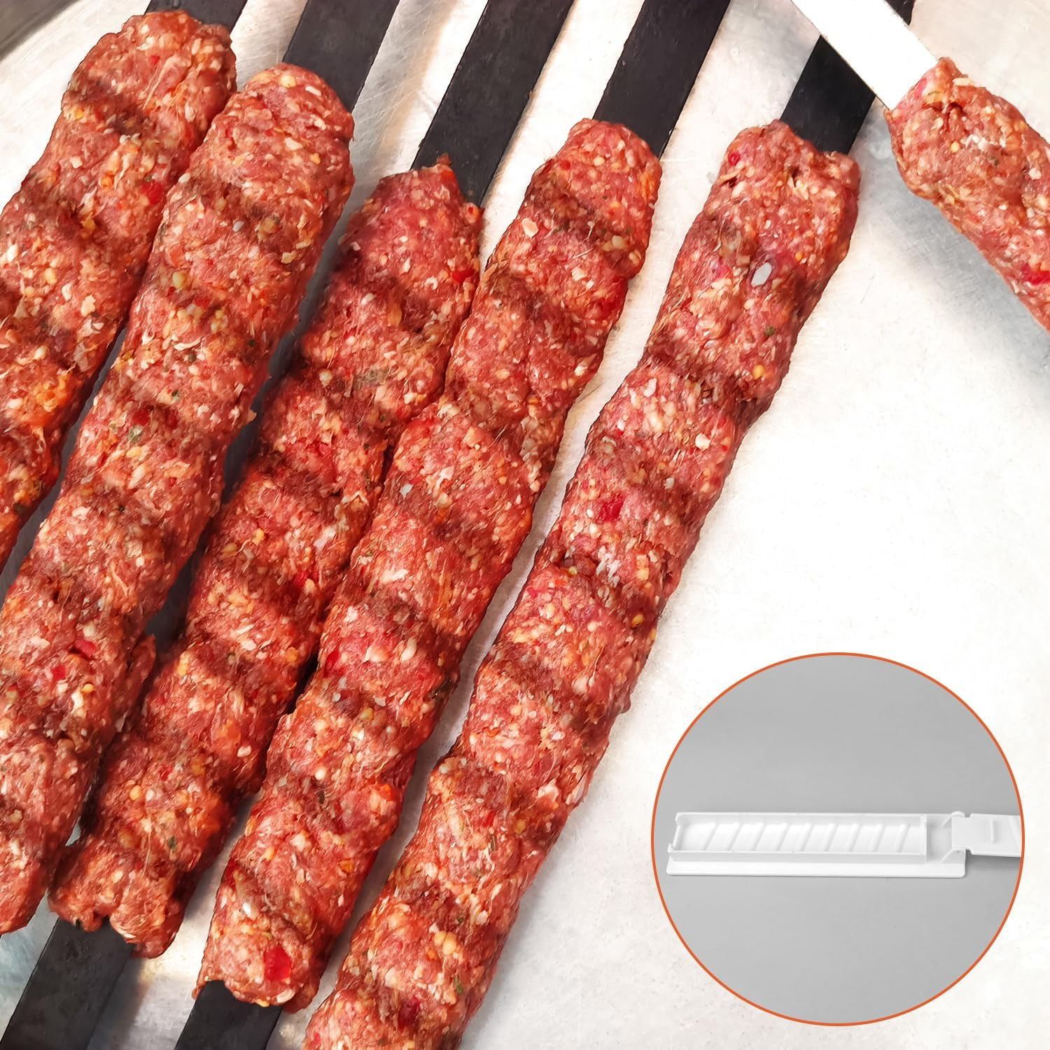 Kabob Maker Machine, Thick Plastic Kebab Press Manual Kabob Mould Easy to Use for Barbecue Newbie, Turkish Kebab (White)