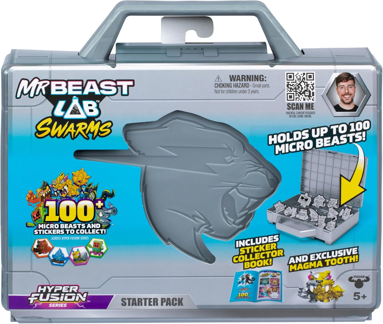 Mrbeast Lab Swarms Hyper Fusion Series, Collect 100+ Swarms, the Starter Pack Carry Case Holds up to 100 Micro Beasts, Includes Exclusive Magma Tooth Swarm, Sticker Collector Book, & 1 Sticker image number 5