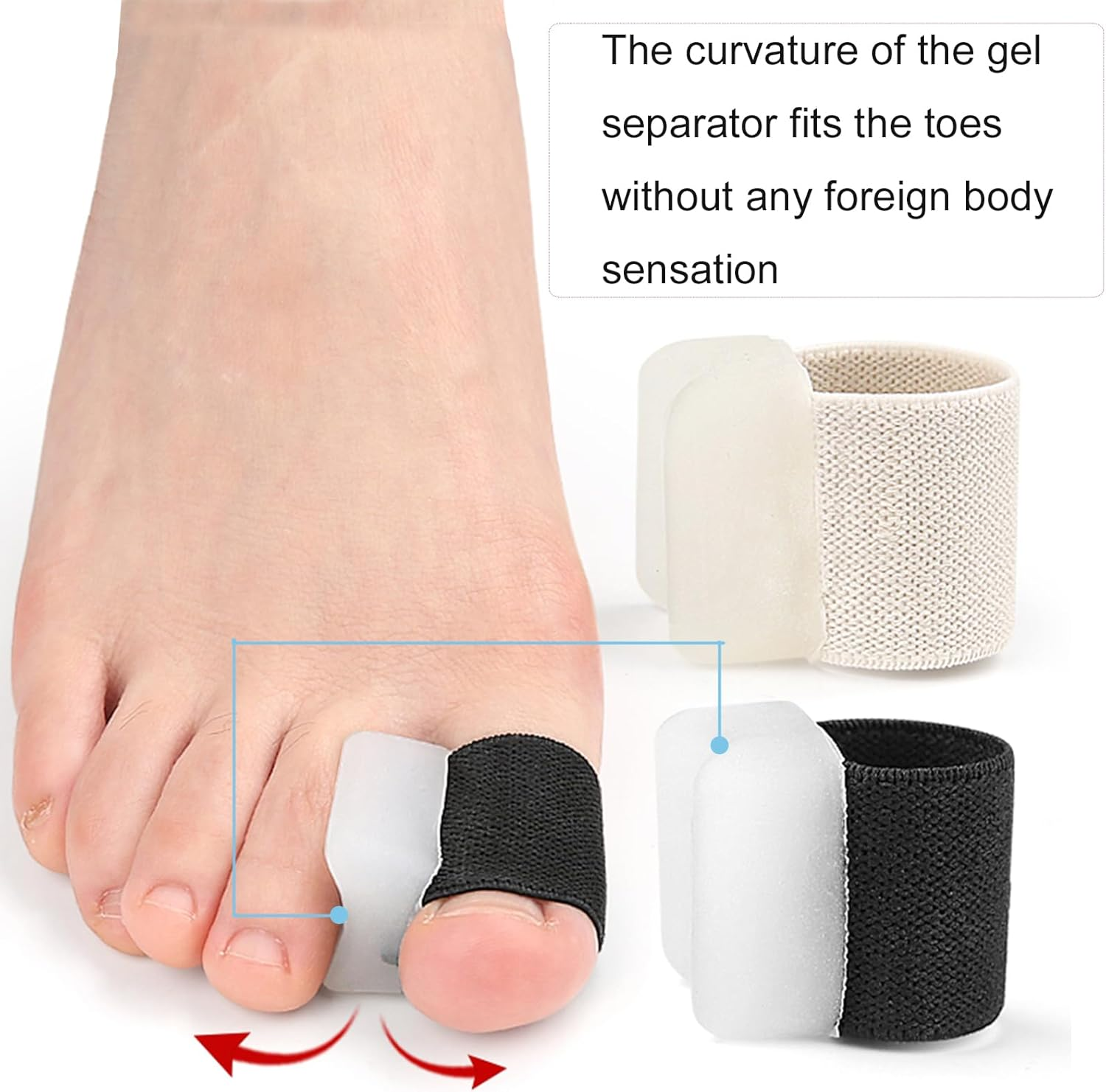 8 Pack Big Toe Spacers Toe Separators for Women Men, Sweat-Absorbent Elasticated Strap Designed and Non-Slip Toe Separators That Do Not Come off Easily for Overlapping Toes Bunion Correct Toes image number 1