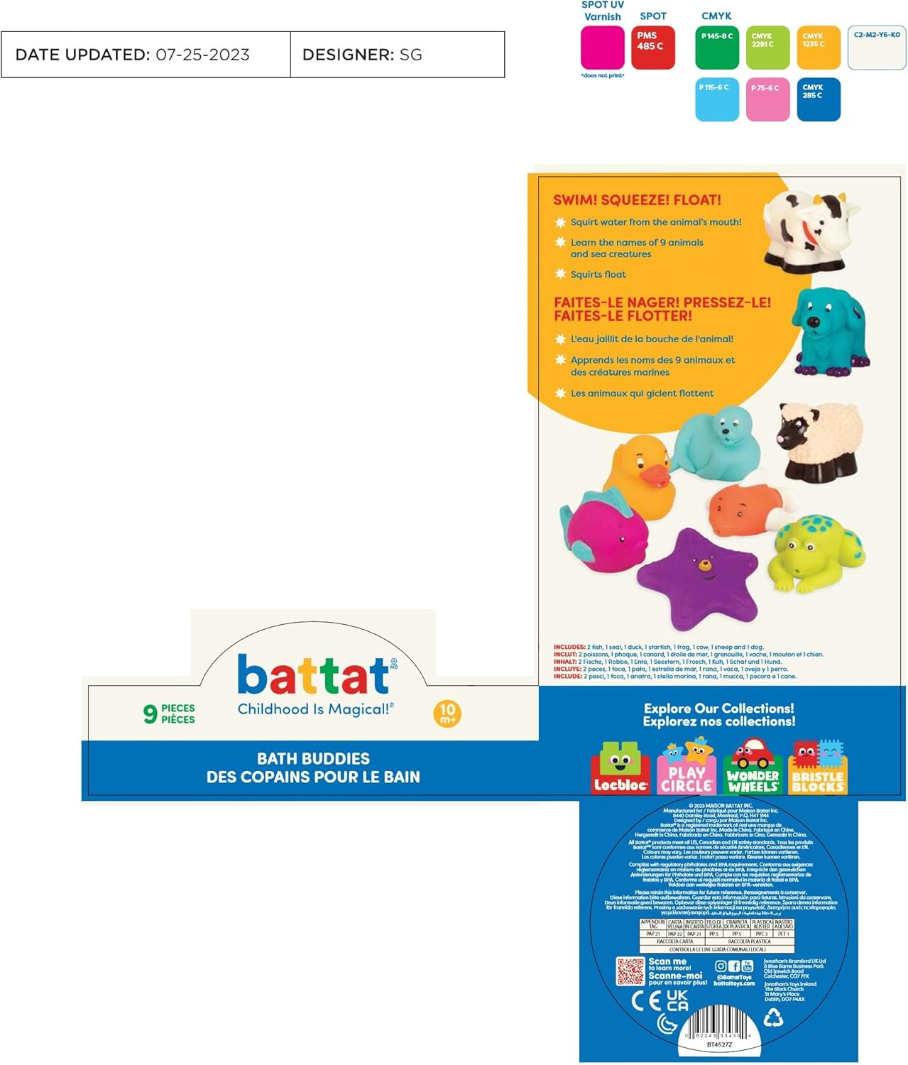 Battat &ndash; Assorted Bath Toys &ndash; 9Pcs Animal Squirters &ndash; Water Squirt Toys &ndash; Bath & Pool &ndash; 10 Months+ &ndash; Bath Buddies (9Pcs)