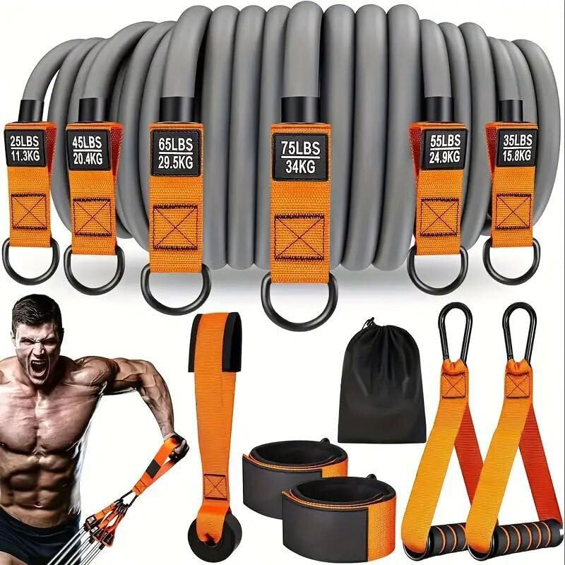 Resistance Bands, 300Lbs Heavy Exercise Bands with Handles, Workout Bands Set for Working Out Men, Fitness Weight Bands for Strength Training, Stretching, Slim, Physiotherapy image number 4