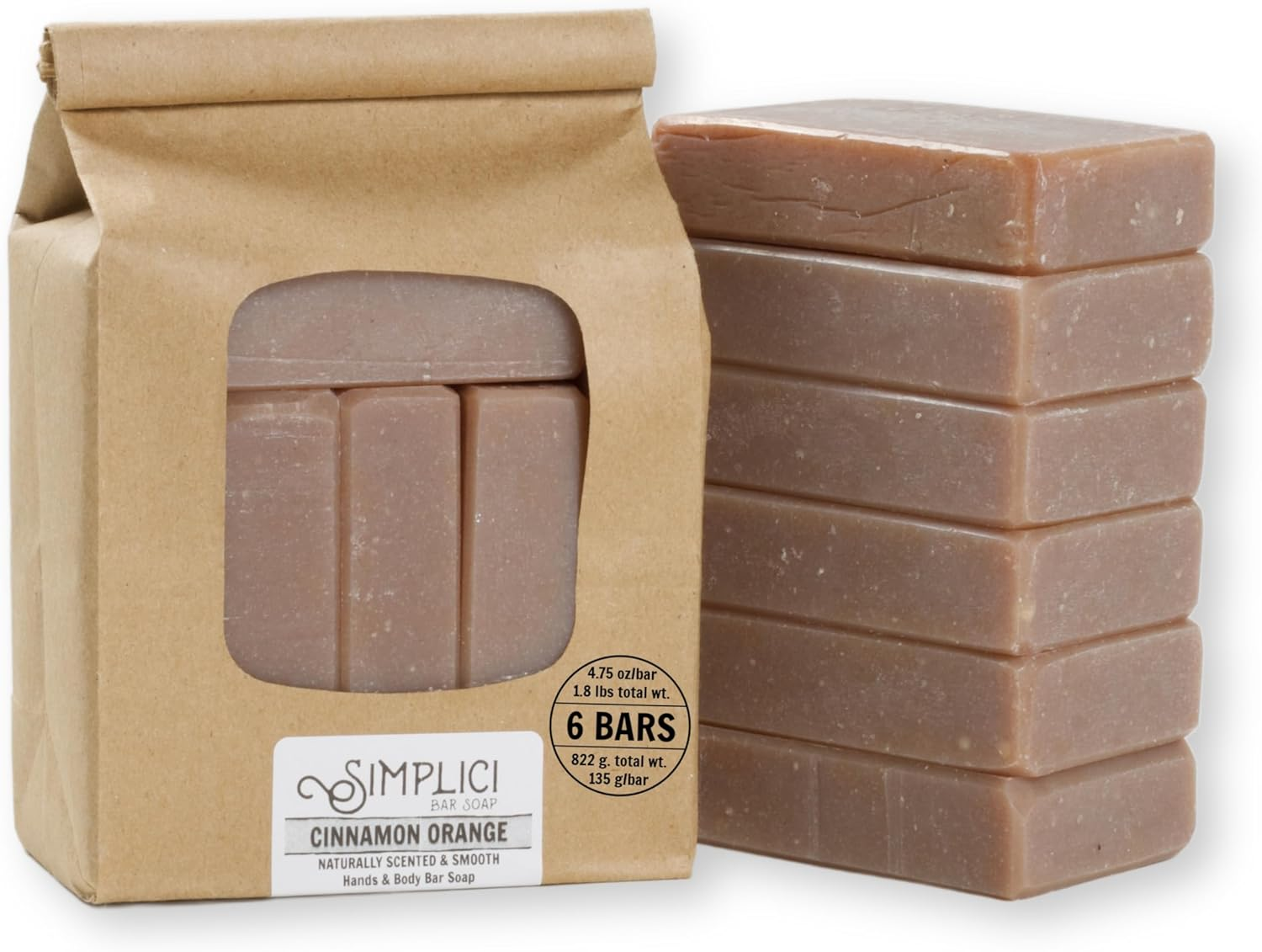SIMPLICI Orange & Cinnamon Bar Soap Value Bag (6 Bars) Bulk Palm Oil Free. Scented with Pure Essential Oils. image number 3