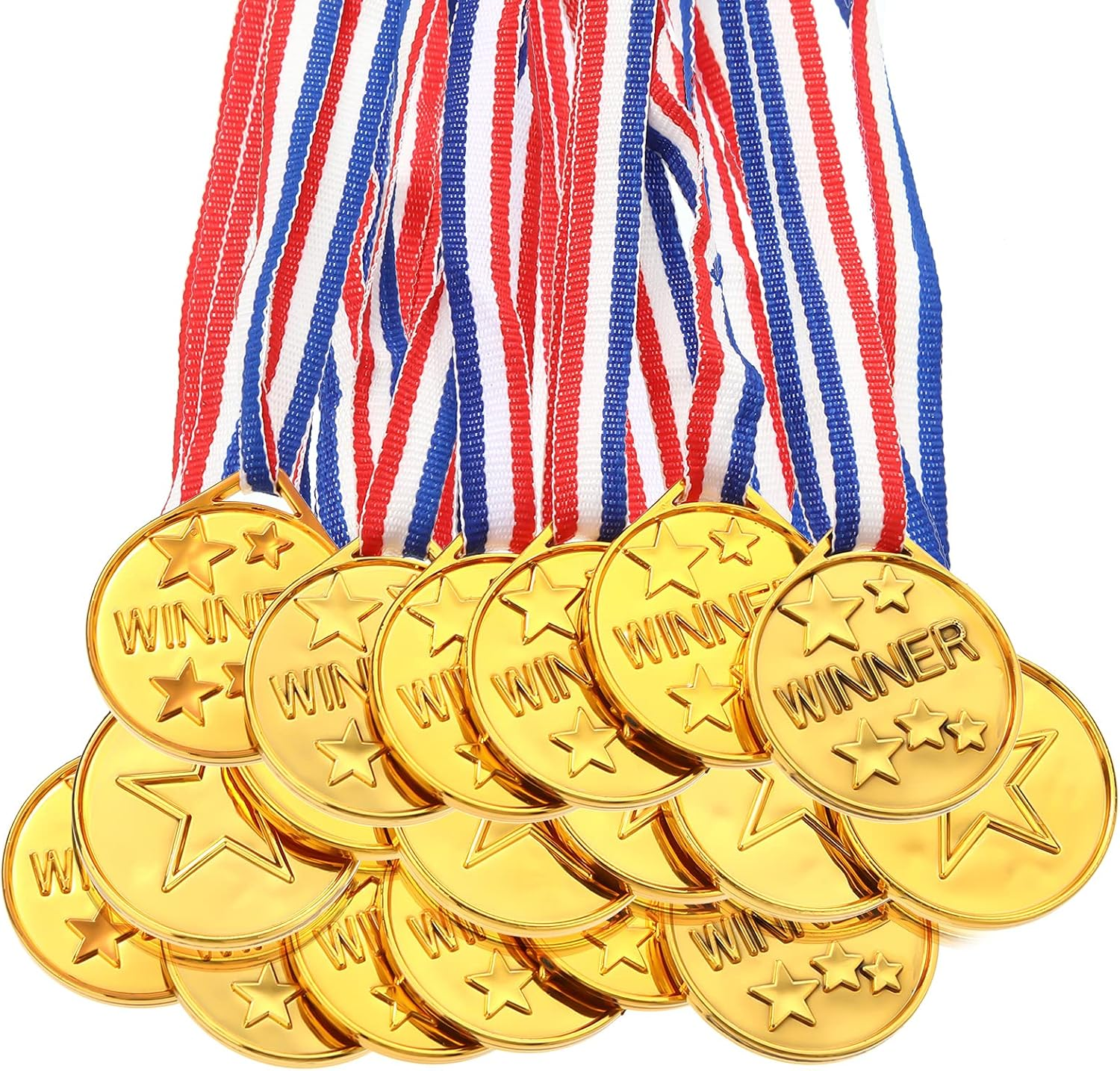 Gejoy 30 Pieces Gold Plastic Winner Award Medals, Award Medals, Gymnastics Field Day Awards Medals for Sports, Competition, Talent Show, Spelling Bee Birthday Party Favors Gifts image number 1