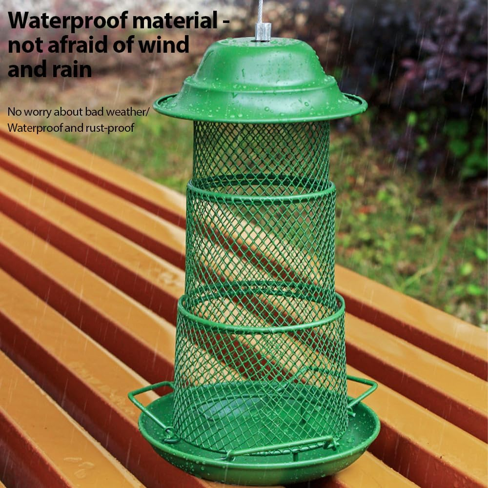 MTSDM 2Pcs Large Wild Bird Feeders for Outdoors Hanging, Bird Feeders for Outdoors, Retro Pagoda Design Fun Installation Bird Feeder, Hanging Wild Bird Feeder, Metal Bird Feeders