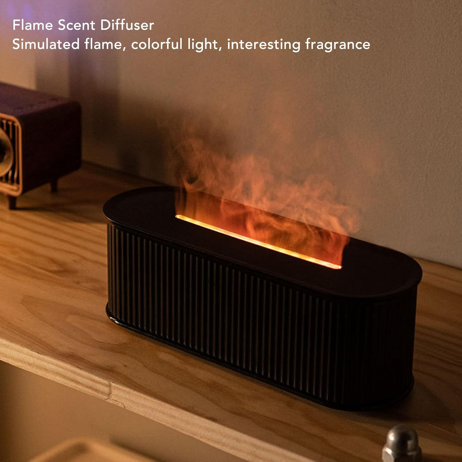 Colorful Flame Diffuser,7 Colors Flame Air Diffuser Humidifier,Fire Essential Oil Diffuser with Timer & Auto-Off for Home, Room,Office (Black) image number 6