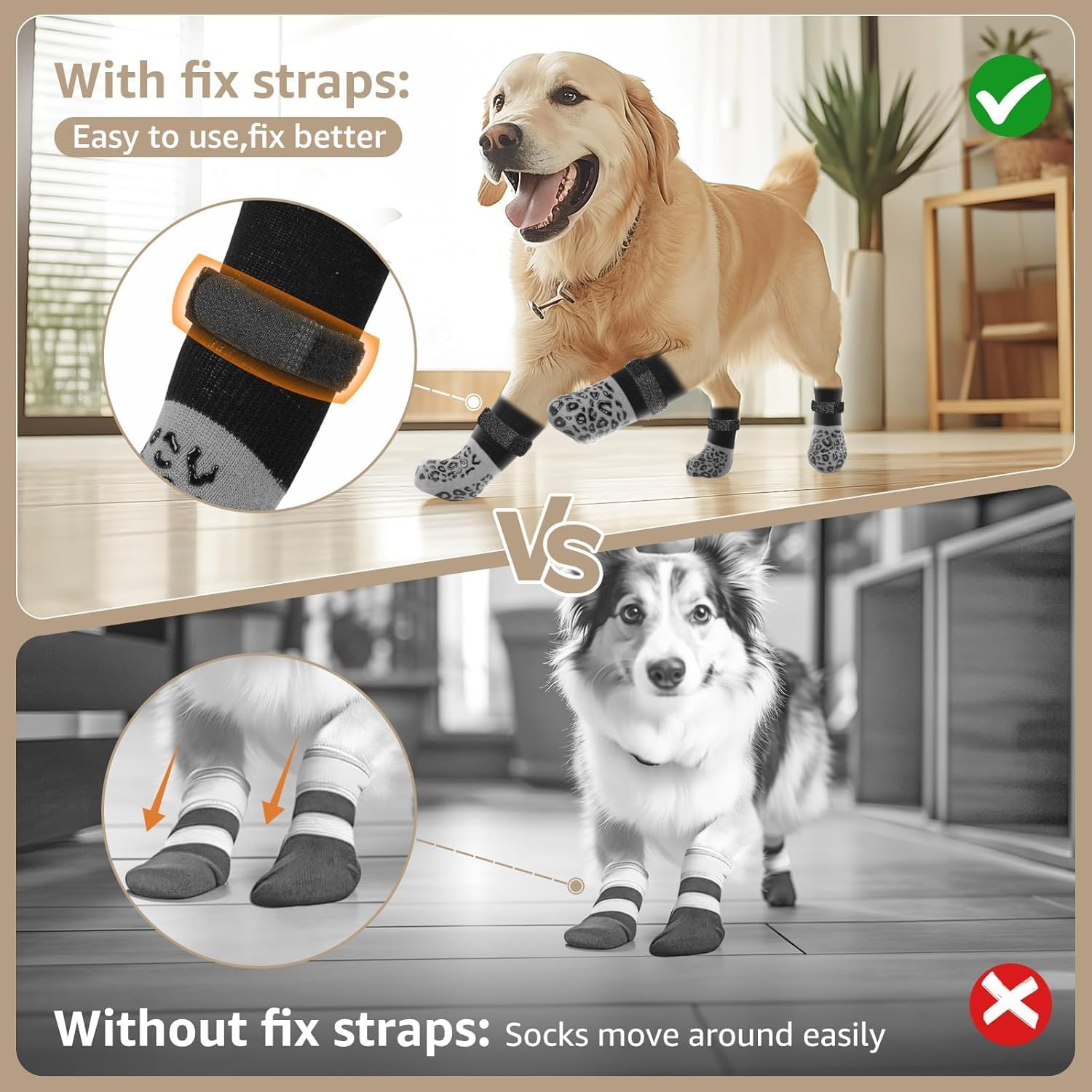 Advanced Non-Slip Hardwood Floor Dog Socks-Super Thick Grip, with Anti-Slip Claws to Prevent Dogs from Licking Their Claws, Suitable for Advanced Dogs to Wear on Hardwood Floors (Leopard 2 Pairs L) image number 3