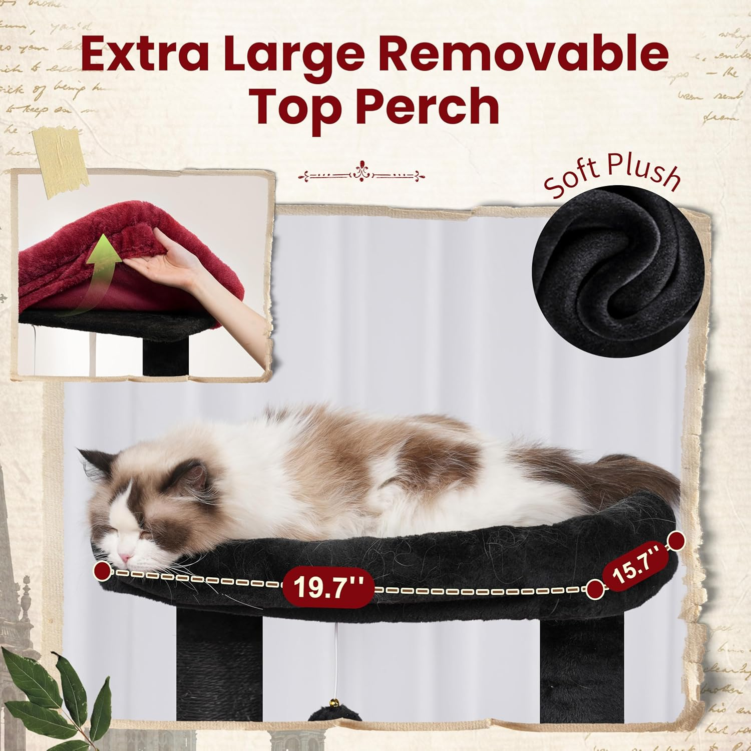 Gitelsnour Cat Tree, Cat Tower for Large Cats with 2 Big Platforms, 2 Baskets, Condo and Toys, 160Cm Cat Scratching Posts for Indoor Cats, Black and Red GCT020BR