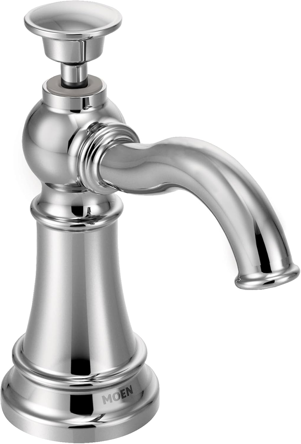 Moen S3945C Traditional Deck Mounted Kitchen Soap Dispenser with above the Sink Refillable Bottle, Chrome