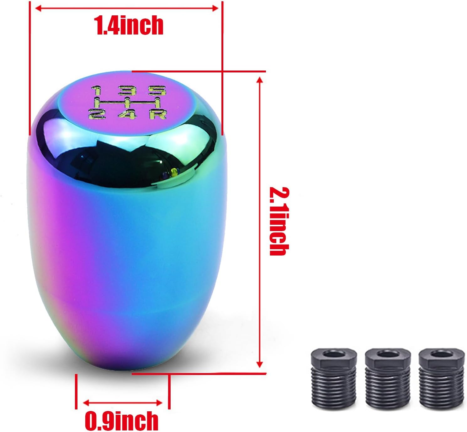 UGSHY 1 PC Car Manual Transmission Shift Knob, M12 X 1.25 Alloy Modified Wave Stick Shift Lever Head with 3 Adapter, Screw-In Shift Knob Replacement, Universal Car Interior Accessories (Multicolored)