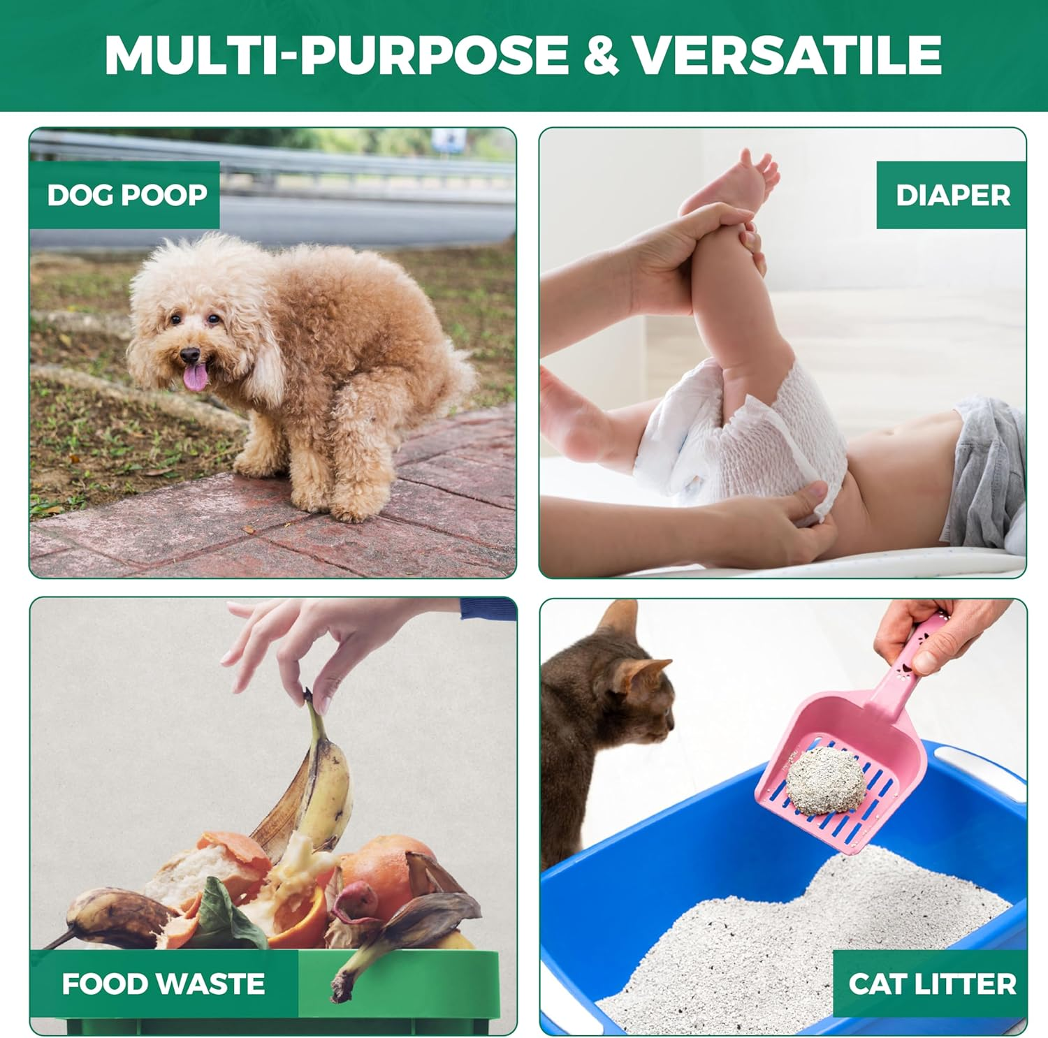 Dog Poop Bags Rolls - Triple-Layer, Extra-Thick & Leakproof Pet Waste Bags - Durable Poop Bags for Dogs with Easy-Tear Design - Mess-Free Cleanup - 360 Counts, Green image number 6