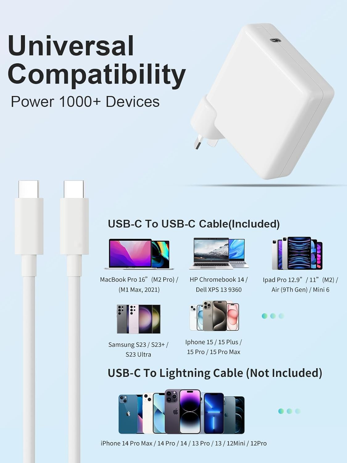 Macbook Pro Charger 96W USB-C Power Adapter for Macbook Pro Macbook Air 13 13.6 14 15 16 Inch, Fit for Mac Book Laptop Retina M1 M2 M3 M4 2025 2024 2023 2022 2021 2020 2019 2018 Fast Charging Charger image number 3