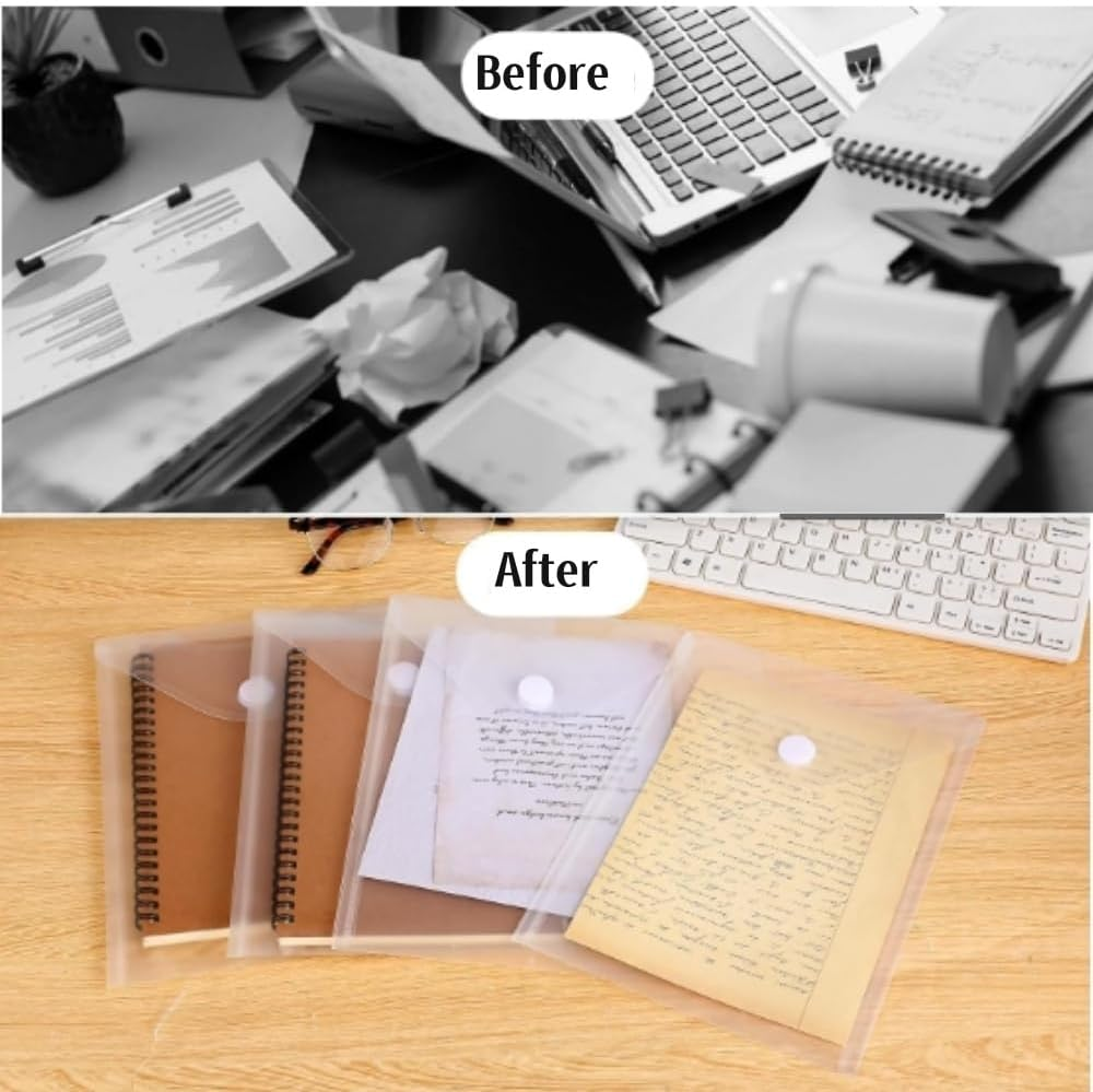 24Pcs Large Clear Plastic Envelopes Poly Envelope, Plastic Envelope Folders File Holder Clear Document Folders with Snap Closure image number 4