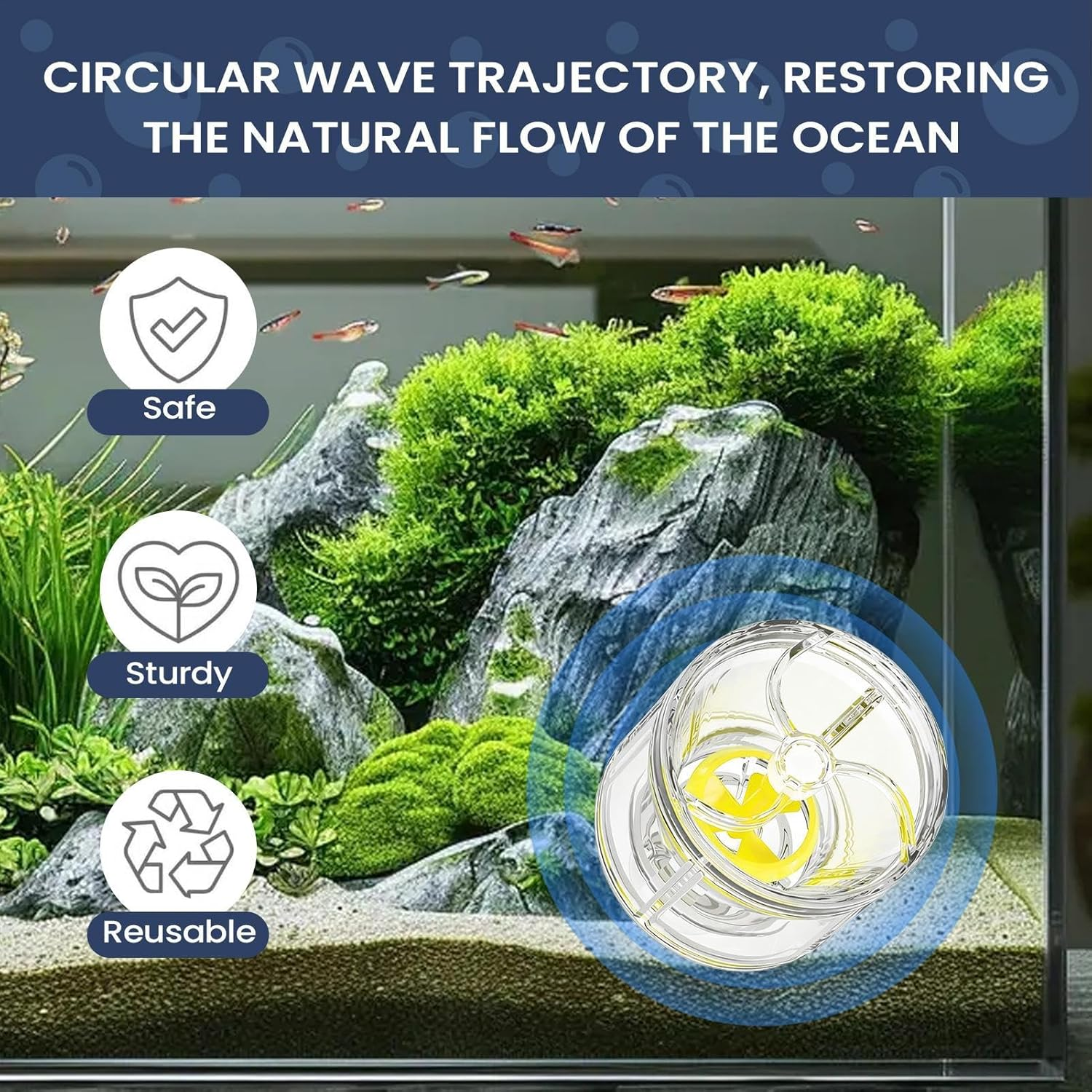 Aquarium Power Head | Glowing Aeration System - Water Circulator,For Fish Tank, Pond, Saltwater, Bird Bath, Draining, Oxygen Change image number 5