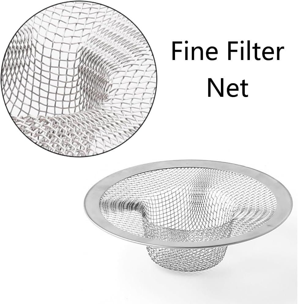 Sink Drain Strainer, 2Pcs Stainless Steel Kitchen Sink Filter Mesh Hair Catcher Basket for Kitchen Bathroom Bathtub Shower Floor Drain, 9Cm/3.54 Inch (Large) image number 3