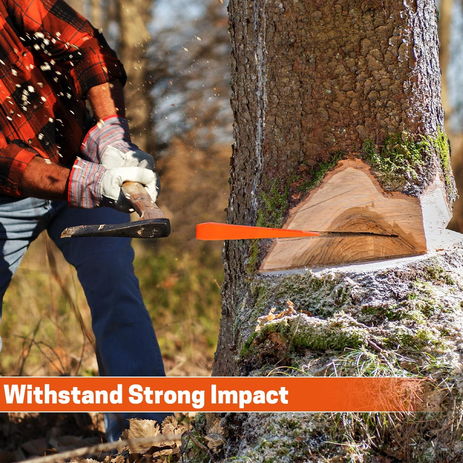 2 Pcs Tree Felling Wedge, Plastic Logging Wedges with Spikes Forestry Wedge for Tree Cutting, Chainsaw Loggers Supplies, Chainsaws & Accessories(2 X 10) Orange image number 5