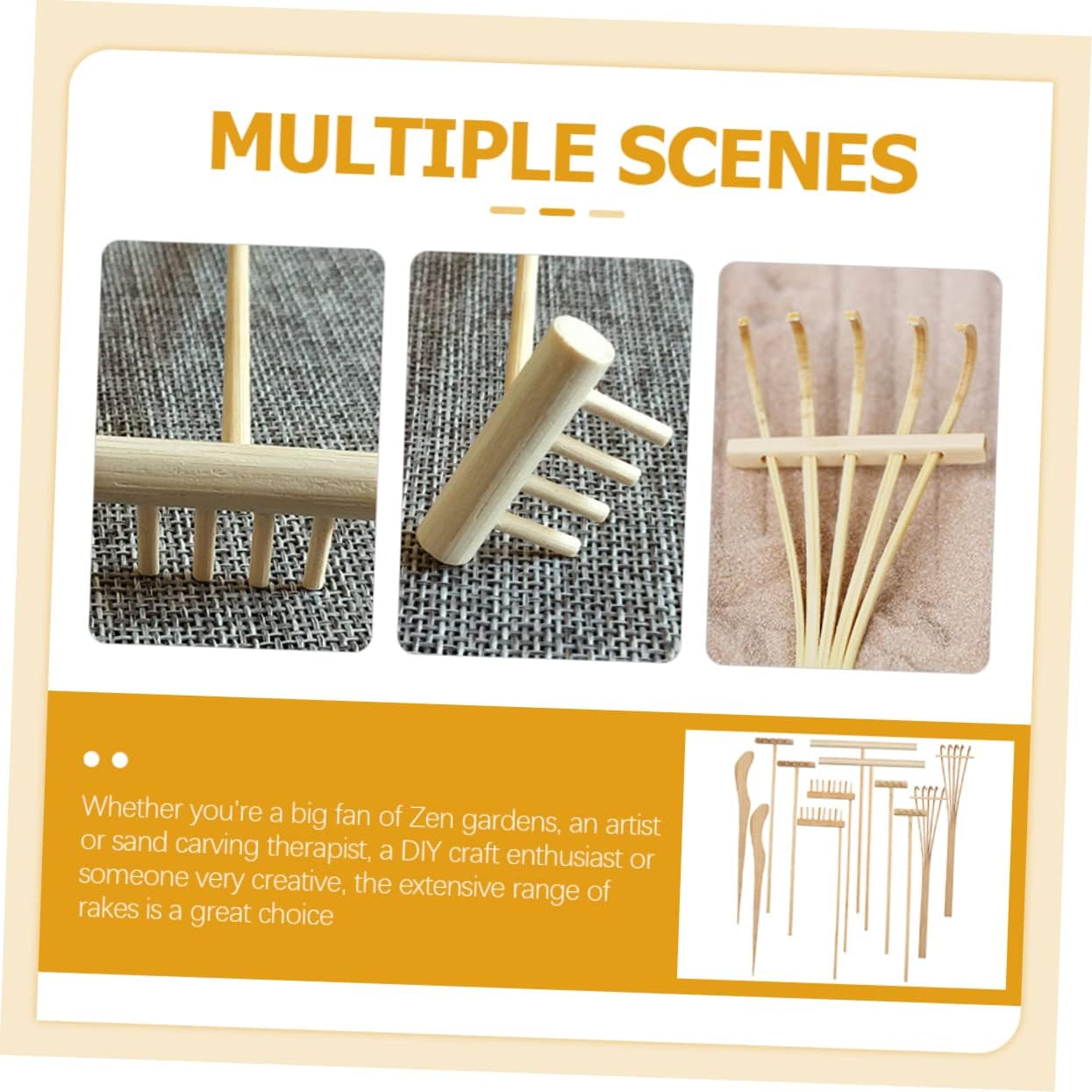 Yardwe 12Pcs Miniature Garden Rake Sand Garden Tools Zen Sand Tray Accessories DIY Mini Rake for Landscape Decor image number 5