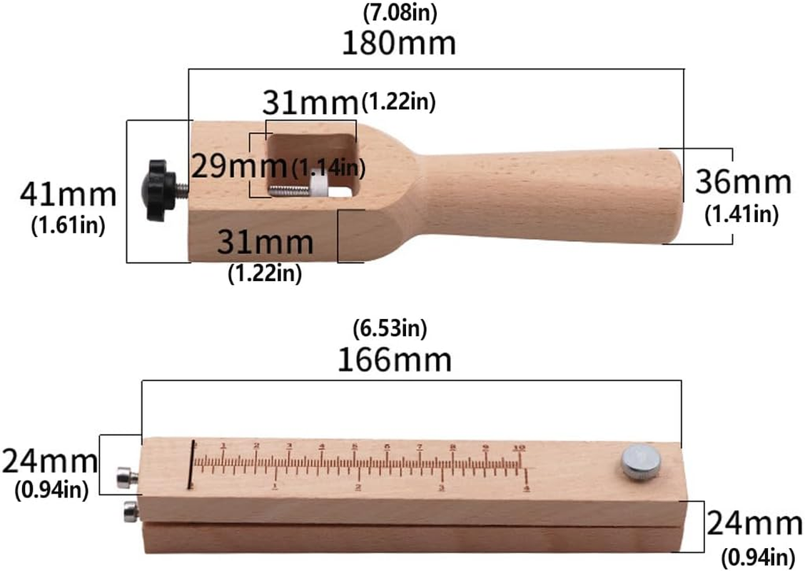 AIMALL Adjustable Leather Strip Cutter, Beech Wood Material, Belt Cutter with 5 Blades, Ruler Scale with Clear Engraving, Precise Adjustable Width for Leather and Strap Cutting image number 2