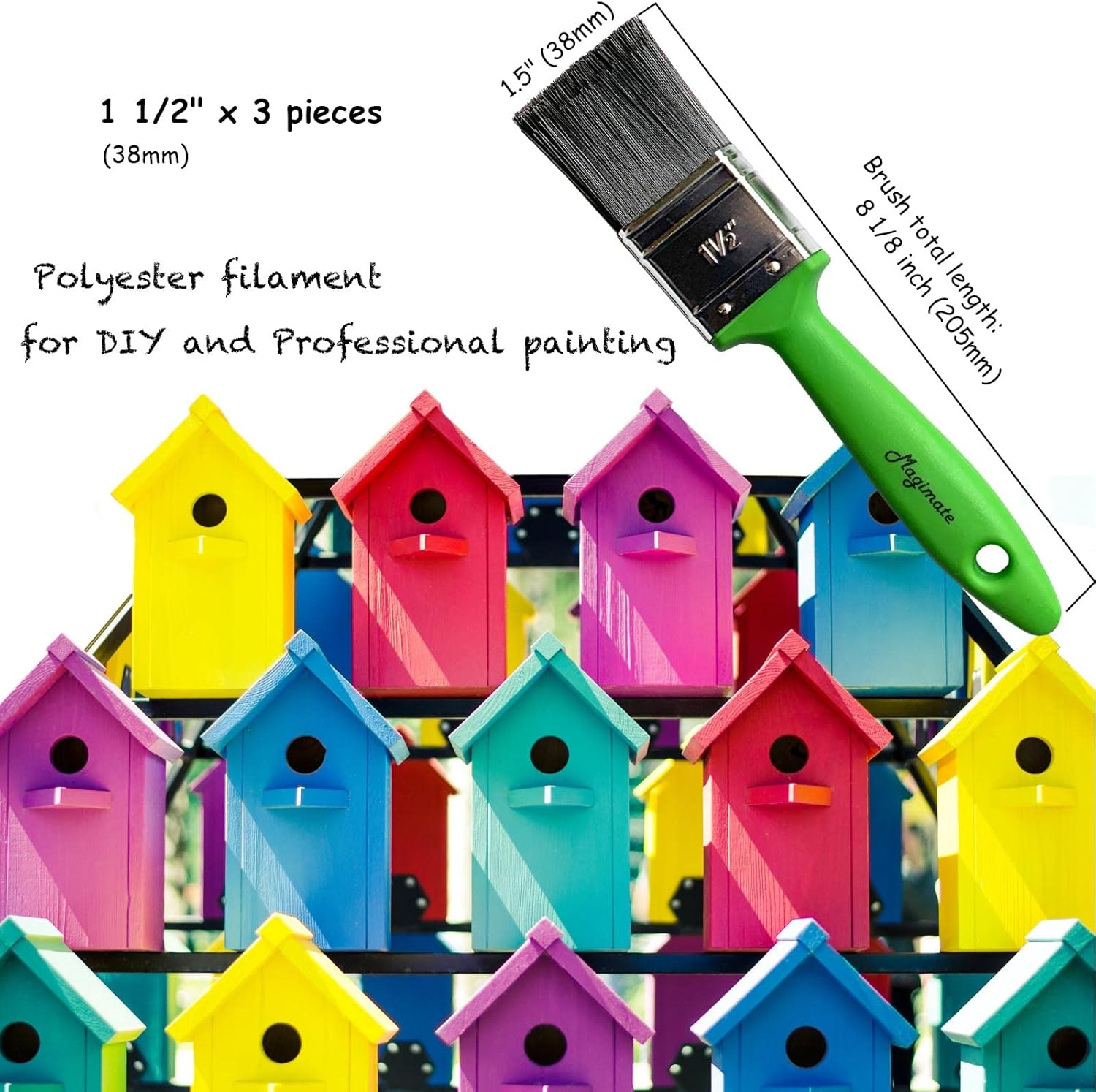 Magimate Stain Paint Brush House Painting Wall Paintbrush Set Variety Sized Staining Brushes Assortment Bulk Pack of 10 image number 1