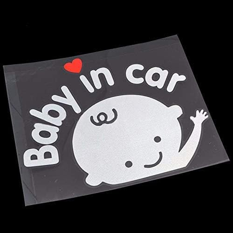 CM Wealth 2Packs - Baby in Car Sticker Decal Baby on Board Sign for Car Safety Sign Cute Baby in Car Waving Sticker (Boy+Girl) image number 1