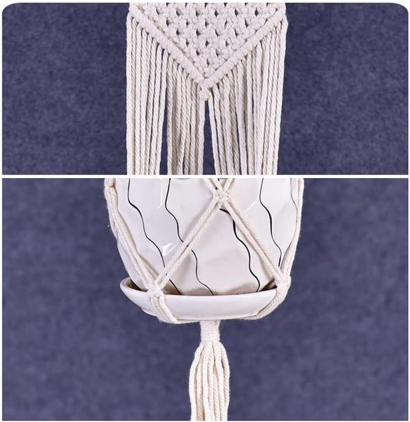 AIMALL Macrame Plant Hanger, 39 Inch Hand-Braided Hanging Planter Holder, Indoor Outdoor Flower Pot Basket with Cotton Rope, Boho Style for Living Room, Balcony, or Garden image number 4