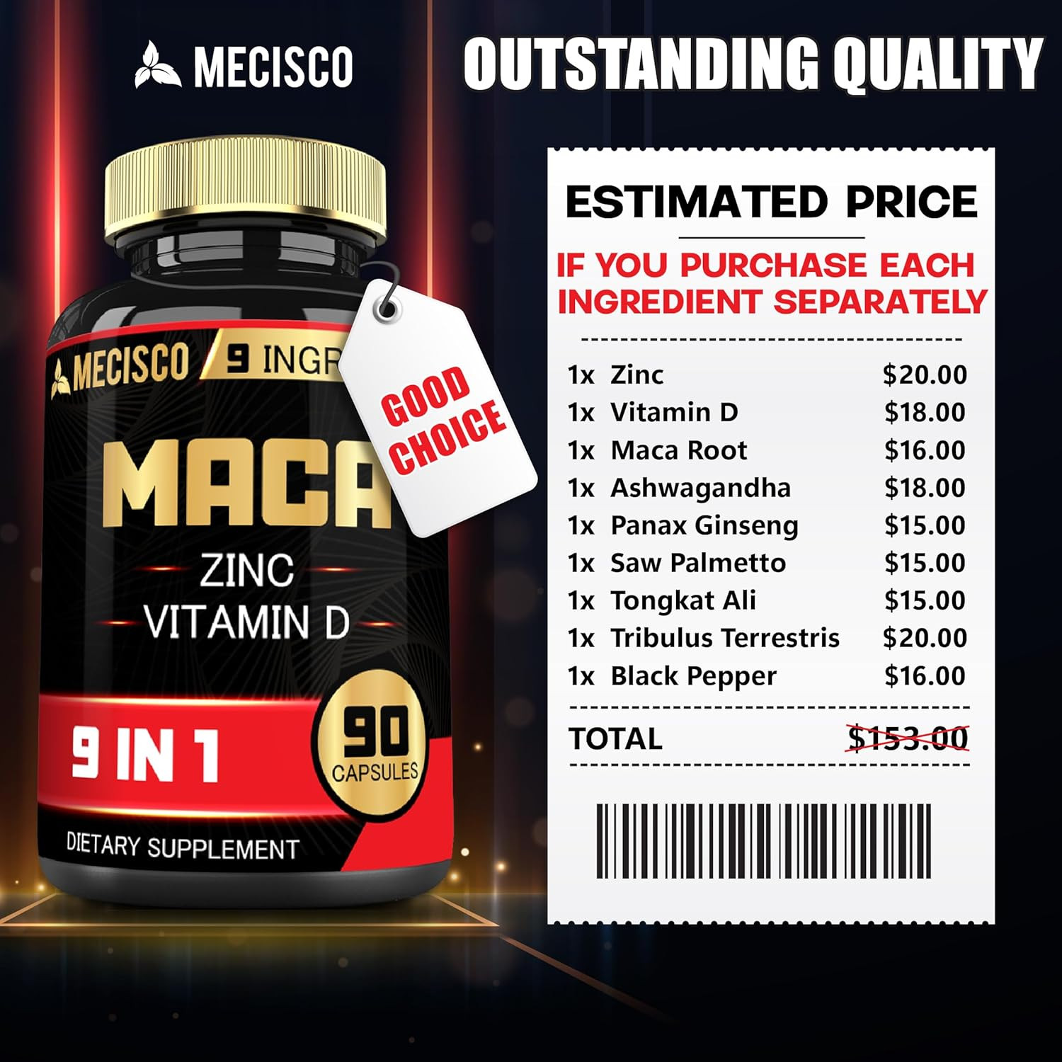 9In1 Maca Root Capsules Equivalent 8500Mg Blended with Zn, Vitamind, Ashwagandha, Ginseng, Saw Palmetto, Tongkat Ali & More - Test Levels, Endurance, Energy Support - 90 Count 3 Months image number 6