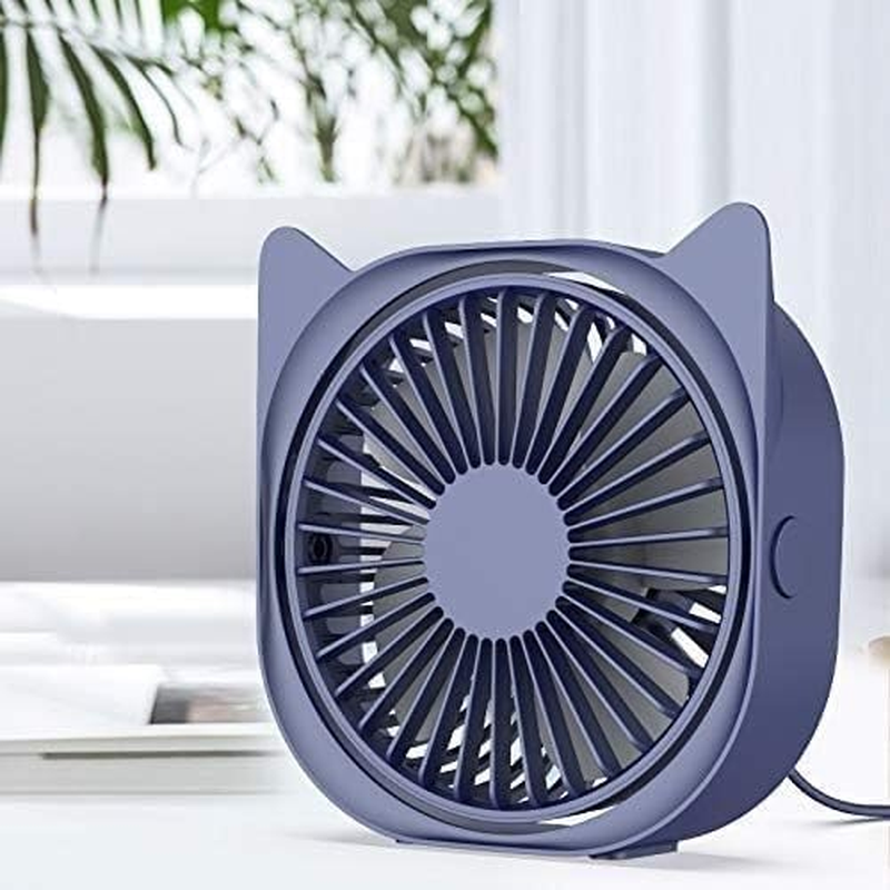 USB Fan - LYSYOL 3 Speeds Small Personal USB Desk Fan, Rotatable 360&deg; Adjustable, Powered by USB, Quiet Operation, Portable, and Adjustable for Home Office Car Outdoor Travel (Dark Blue) image number 6