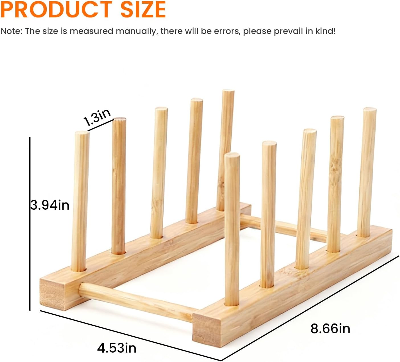 4-Grid Bamboo Wooden Dish Racks Plate Stand Holder Vertical Drainer Kitchen Cabinet Organizer for Dish, Pots, Lids, Bowls, Cups, and Cutting Boards and Books(22 X 11.5 X 10 Cm) image number 2