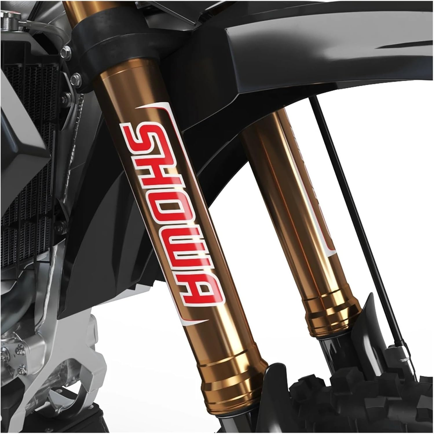 Reflective Motocross Motorcycle Sticker Fork Kyb Suspension Showa Decals(Black)