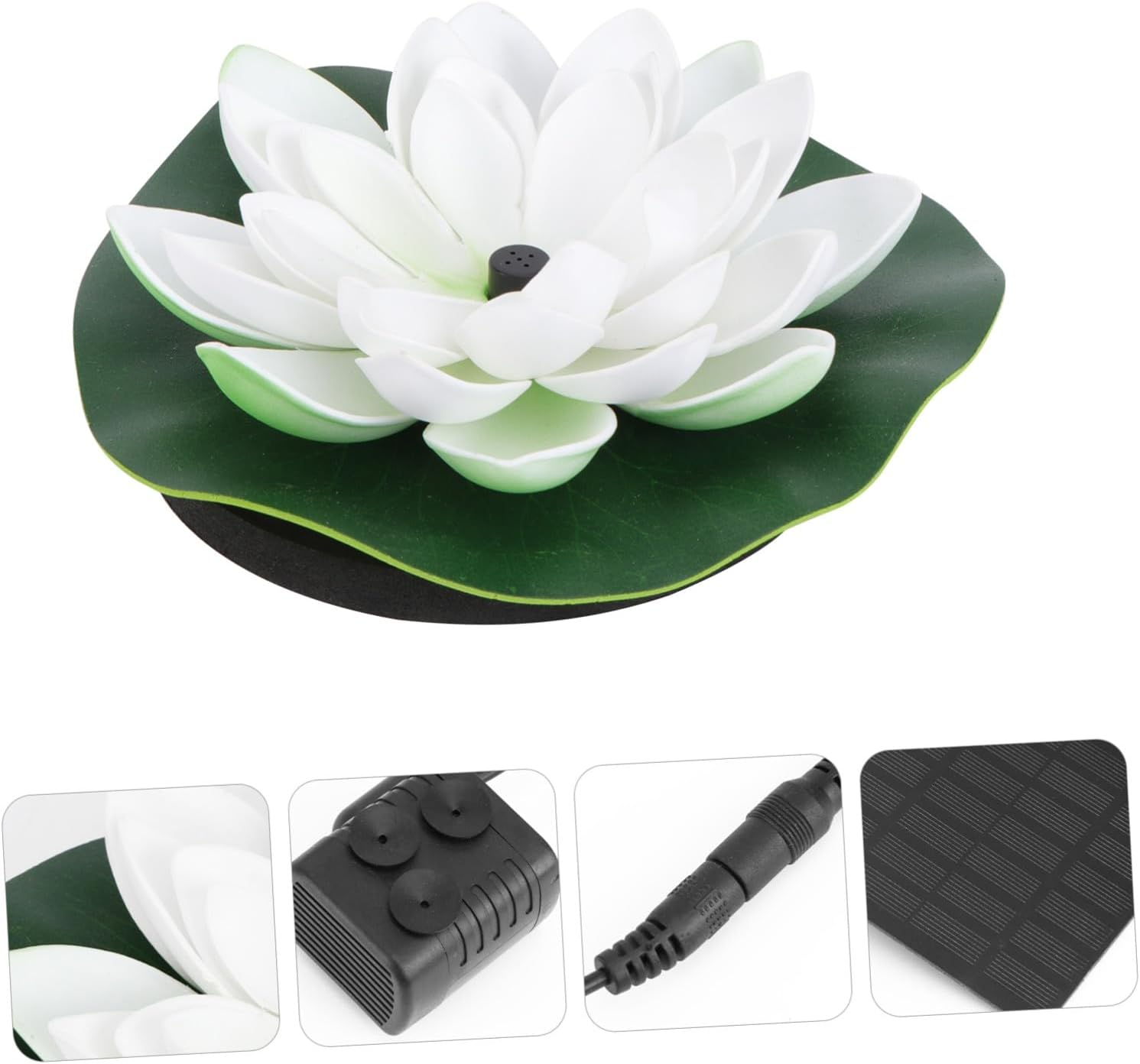 Solar Powered Lotus-Shaped Floating Fountain Water Feature for Garden Pool Aquarium Outdoor Decor White Material with Spray Height Automatic Activation image number 3