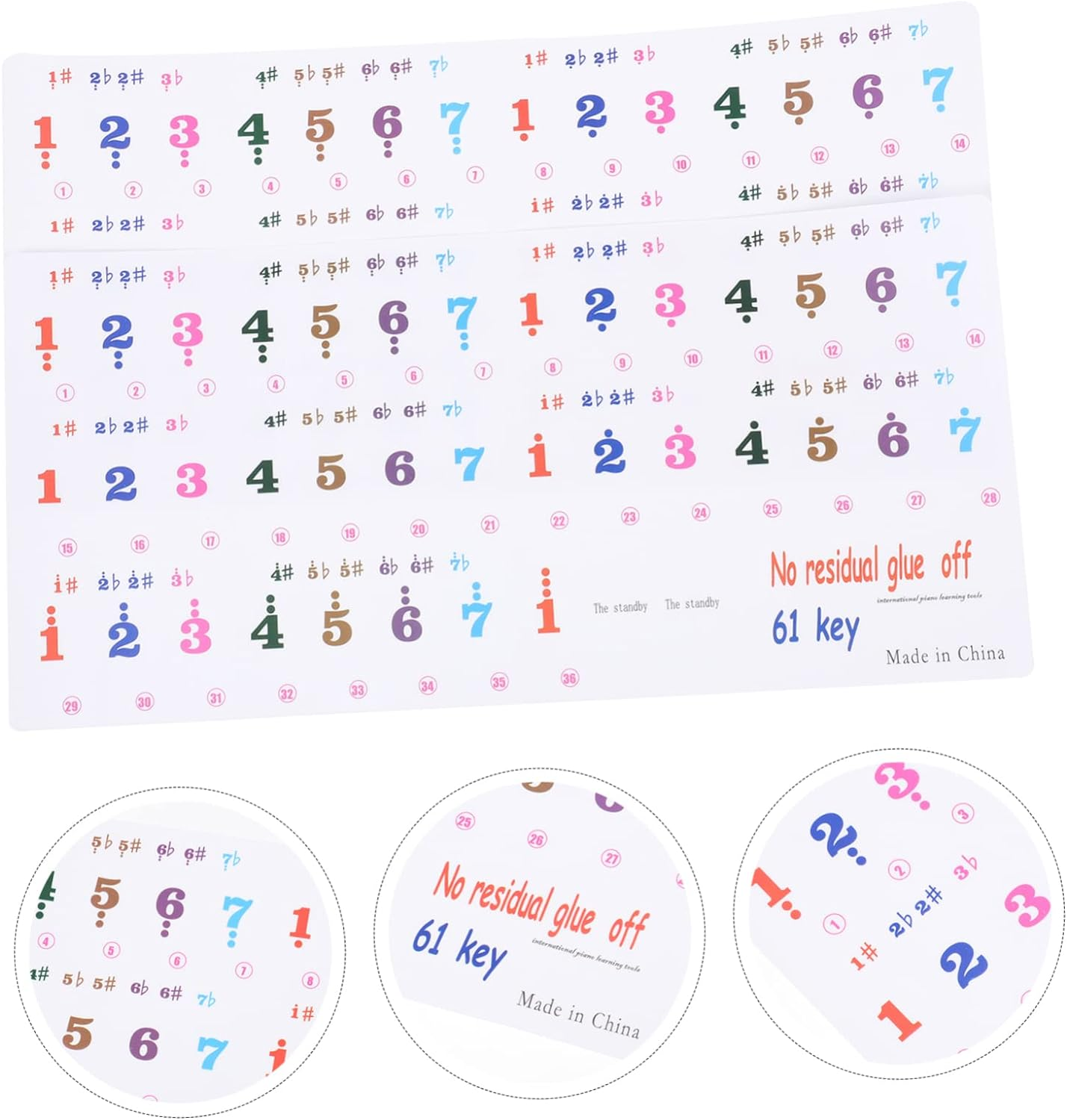 2Sheets Key Piano Keyboard Sticker Piano Chord Stickers for Beginners Adhesive Decals Notes for Organ image number 4