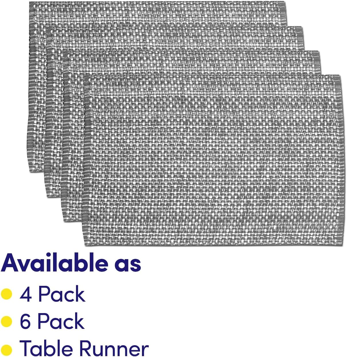 Sweet Home Collection 100% Cotton Placemats for Dining Room Rectangle Two Tone Woven Fabric 13" X 19" Soft Durable Table Mat Set, Set of 6, Gray image number 3
