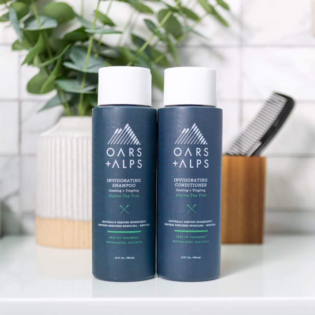 Oars + Alps Men'S Sulfate Free Hair Shampoo, Conditioner, and Body Wash Kit, Moisturizing Skin Care Infused with Witch Hazel and Tea Tree Oil, Alpine Tea Tree Scent image number 1