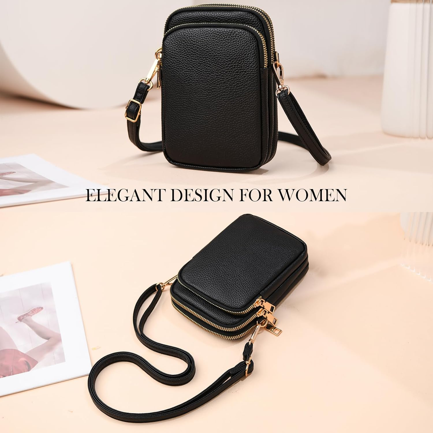 Casecond Mini Bag Women'S Mobile Phone Shoulder Bag Small Mobile Phone Case for Hanging with Purse Shoulder Bag Wallet Crossbody Bag for Iphone 16 Pro Max 15 14 13 Samsung Xiaomi up to 7.5 Inches image number 3