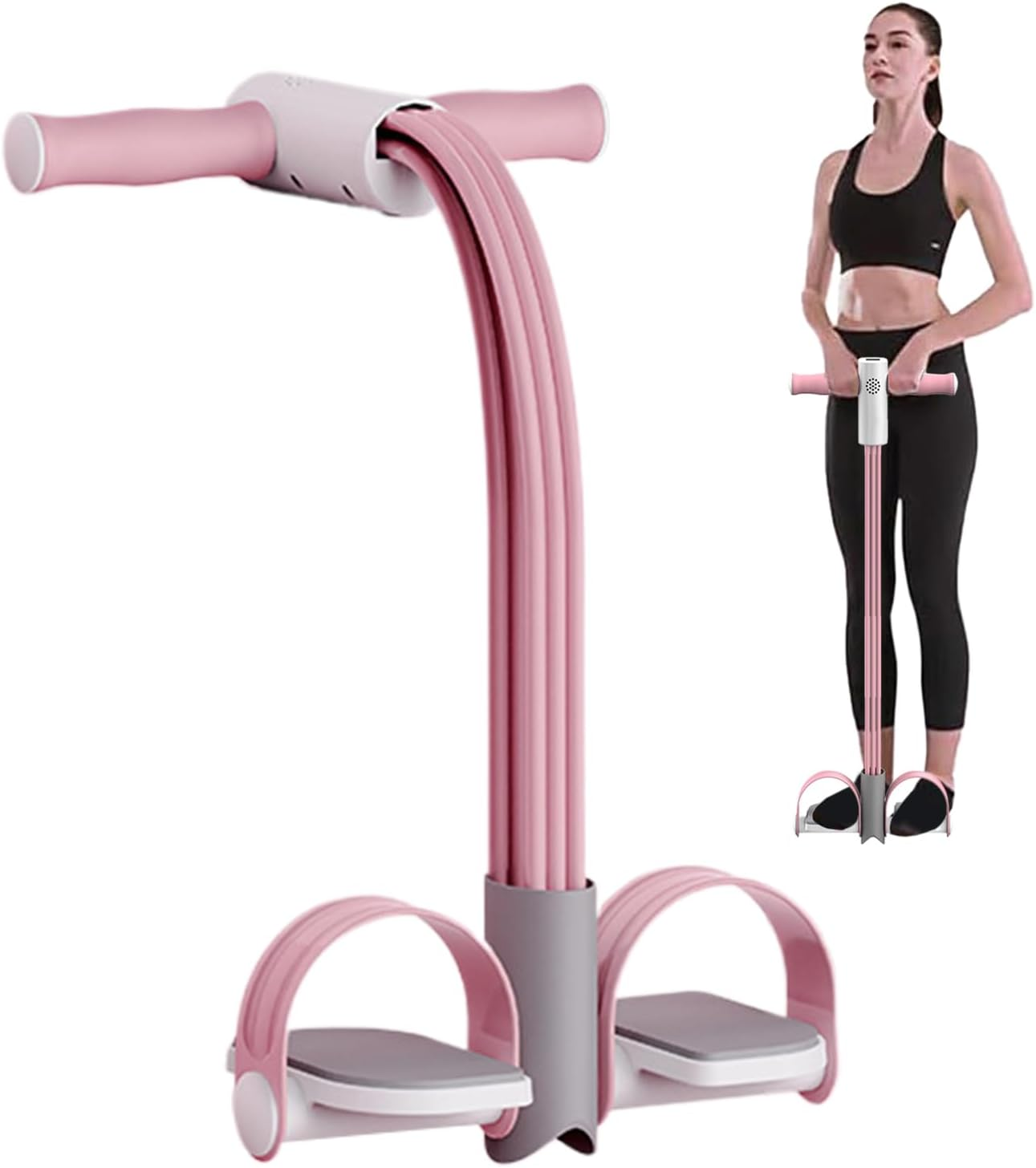 Gihioue Pedal Tension Rope, Elastic Yoga Strap Resistance Bands Voice Count, Multifunction Leg and Abdominal Trainer Equipment for Adult Teenager Sports Lovers Sit Up