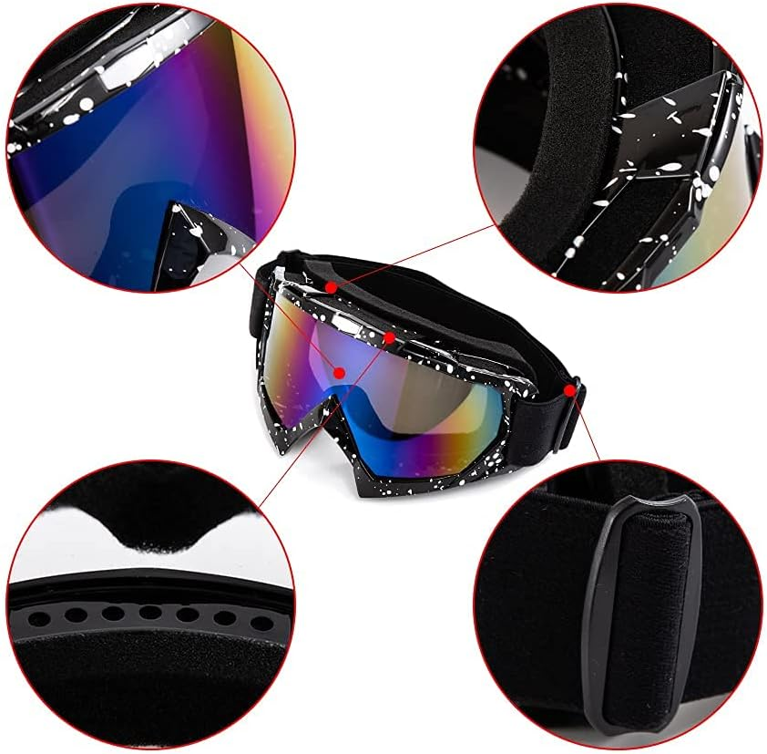 APEBAZY Motorradbrille Motocross Brille Dirt Bike Crossbrille ATV off Road Racing Mx-Fahrbrille Reitbrille Winddicht anti Fog UV Skibrille - Mg92-Spotted Frame Color Lens image number 1