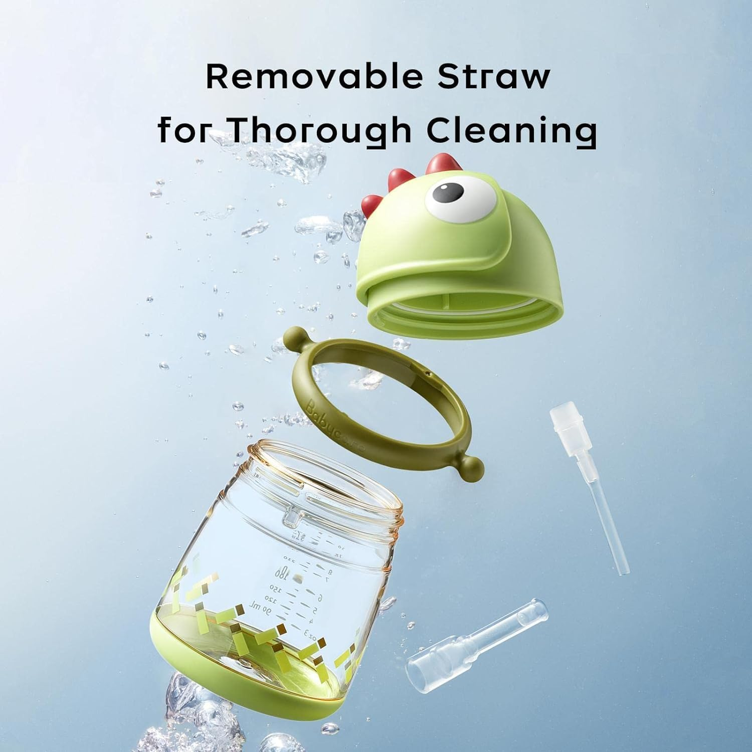 Bc Babycare Straw Sippy Cups for Toddler, No Spill Sippy Cups for Baby 1+ Year Old, Transition Weighted Sippy Cup (Green1 300Ml) image number 2