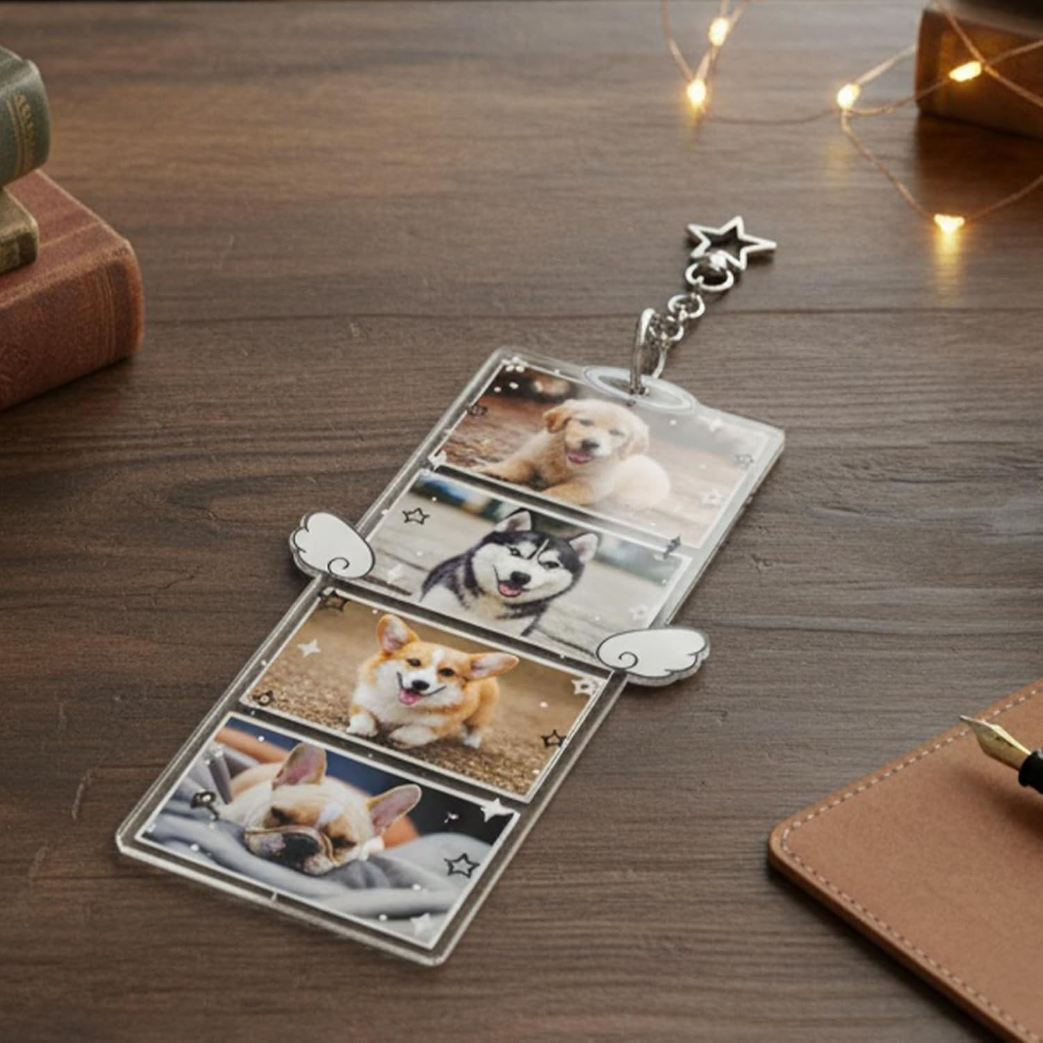 Imtrub Picture Keychain | 6X3Inch Clear Cartoon Wing Clip,Detachable Clear Keychain Photo Holder - for Men Kids Girls Friends Key Bag Purse Wallet Pocket Valentines Day - Blue image number 2