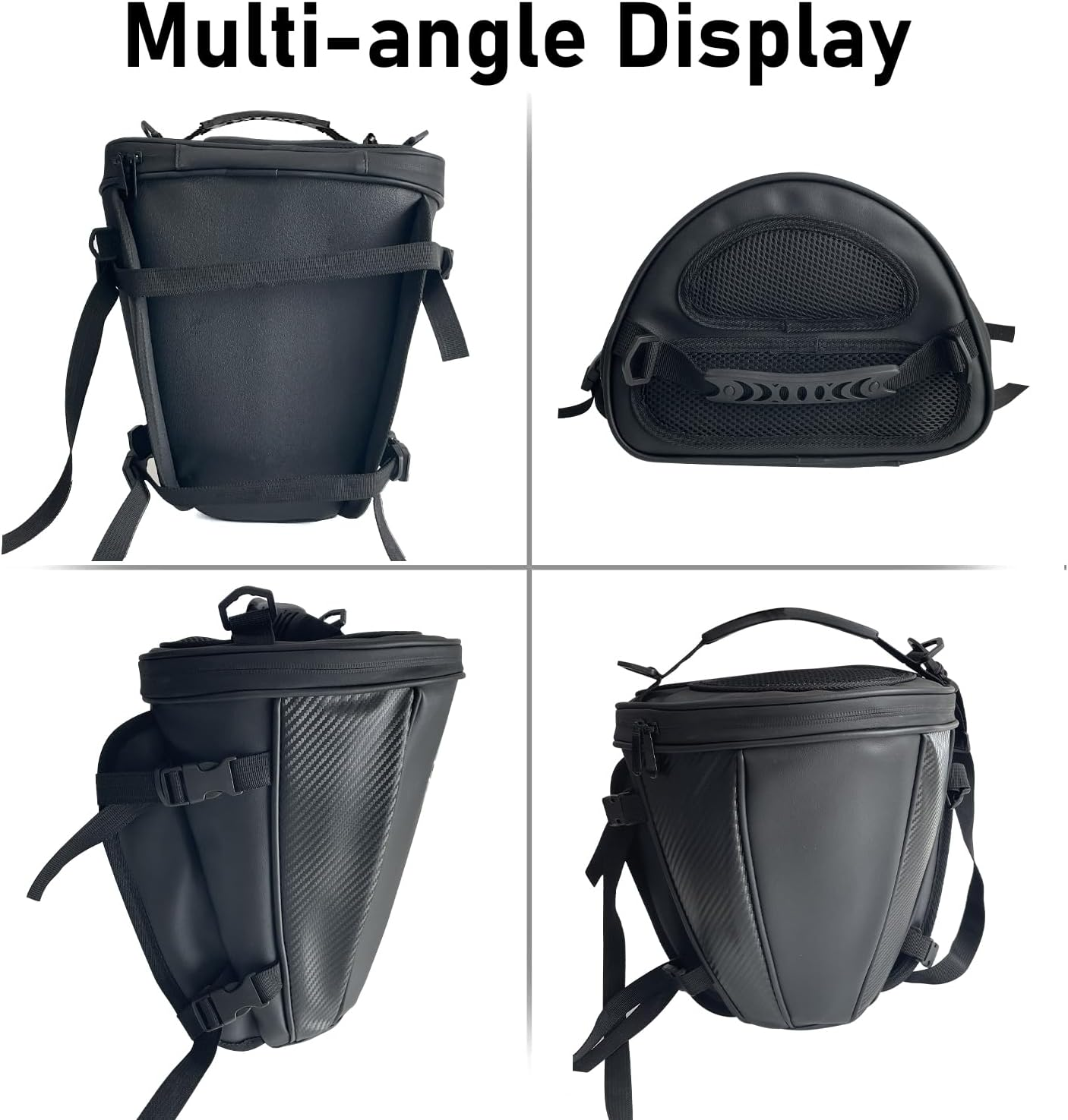 Socpuro Motorcycle Tail Bag Waterproof Rear Seat Storage Saddle Bag Motorbike Tank Bag with Shoulder Strap, Black SCP-005