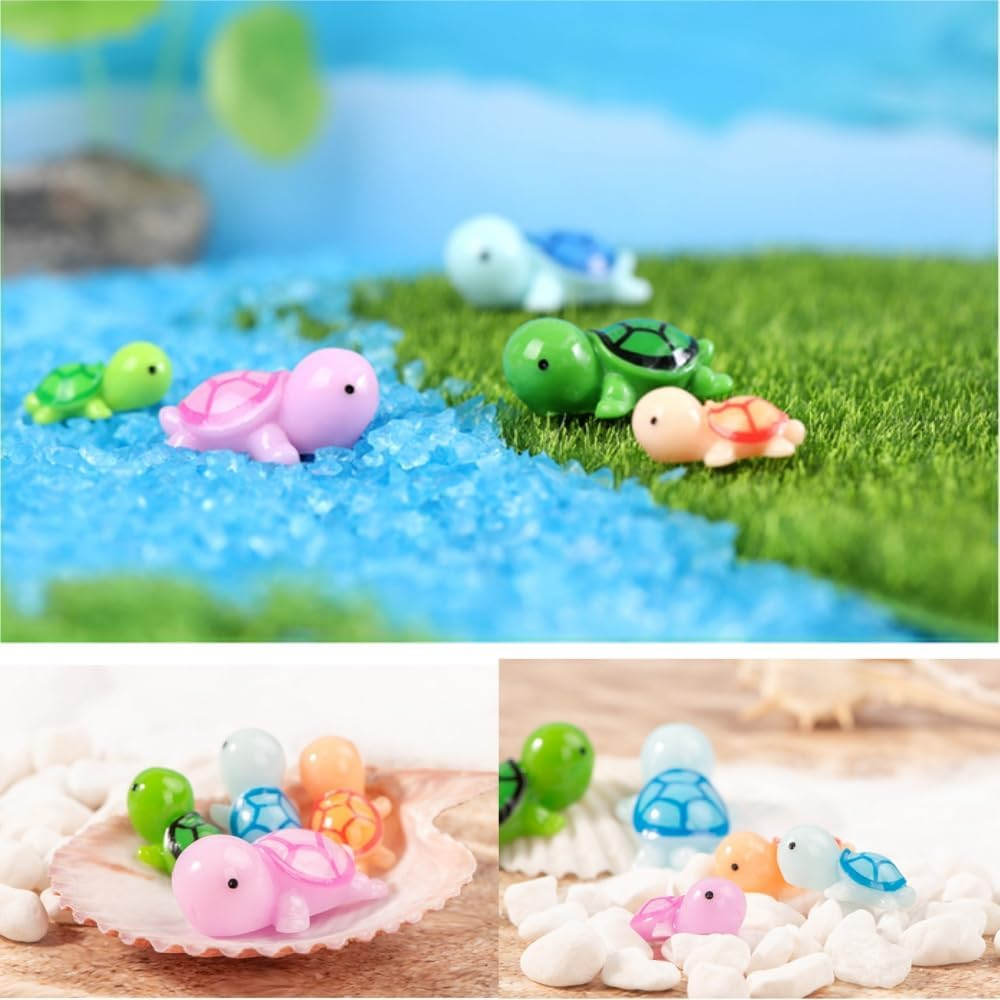 FUNNTY 30 Baby Turtles - Miniature Resin Turtles Miniature Figurines in Bulk 5Color Sea Turtle for Ocean Animal Figurines DIY Home Garden Birthday Party Favor Decoration image number 1