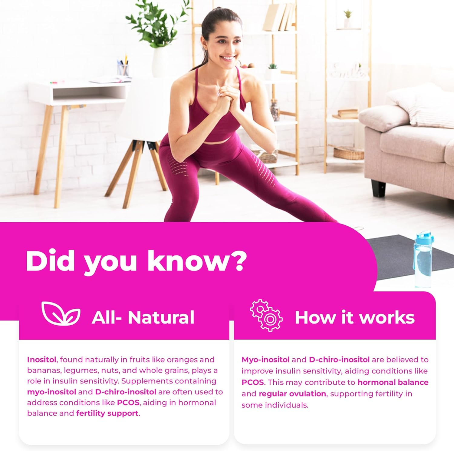 New HIGHEST POTENCY 1000Mg per Serving Myo-Inositol D-Chiro Inositol 40:1 (2 Capsules per Serving), PCOS Management, Improved Ovarian Function, Regulate Menstrual Cycle. Fast Acting, Non-Gmo, Vegan, Gluten Free. 60 Easy to Swallow Capsules.