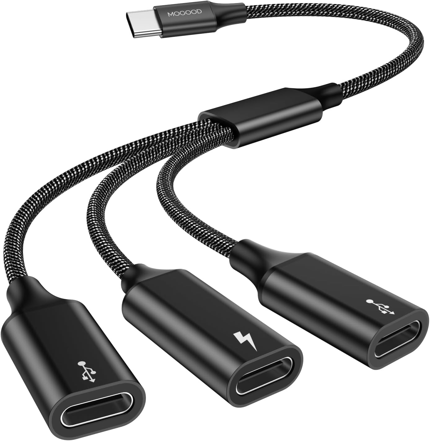 MOGOOD USB C Splitter, USB C to USB C Female Adapter, 3-In-1 Type C Data Transfer and 60W Fast Charging, USB C Male to 3 USB C Female Cord Converter for Iphone 15 Series Mac,Xbox One Series,Ps5,Laptop