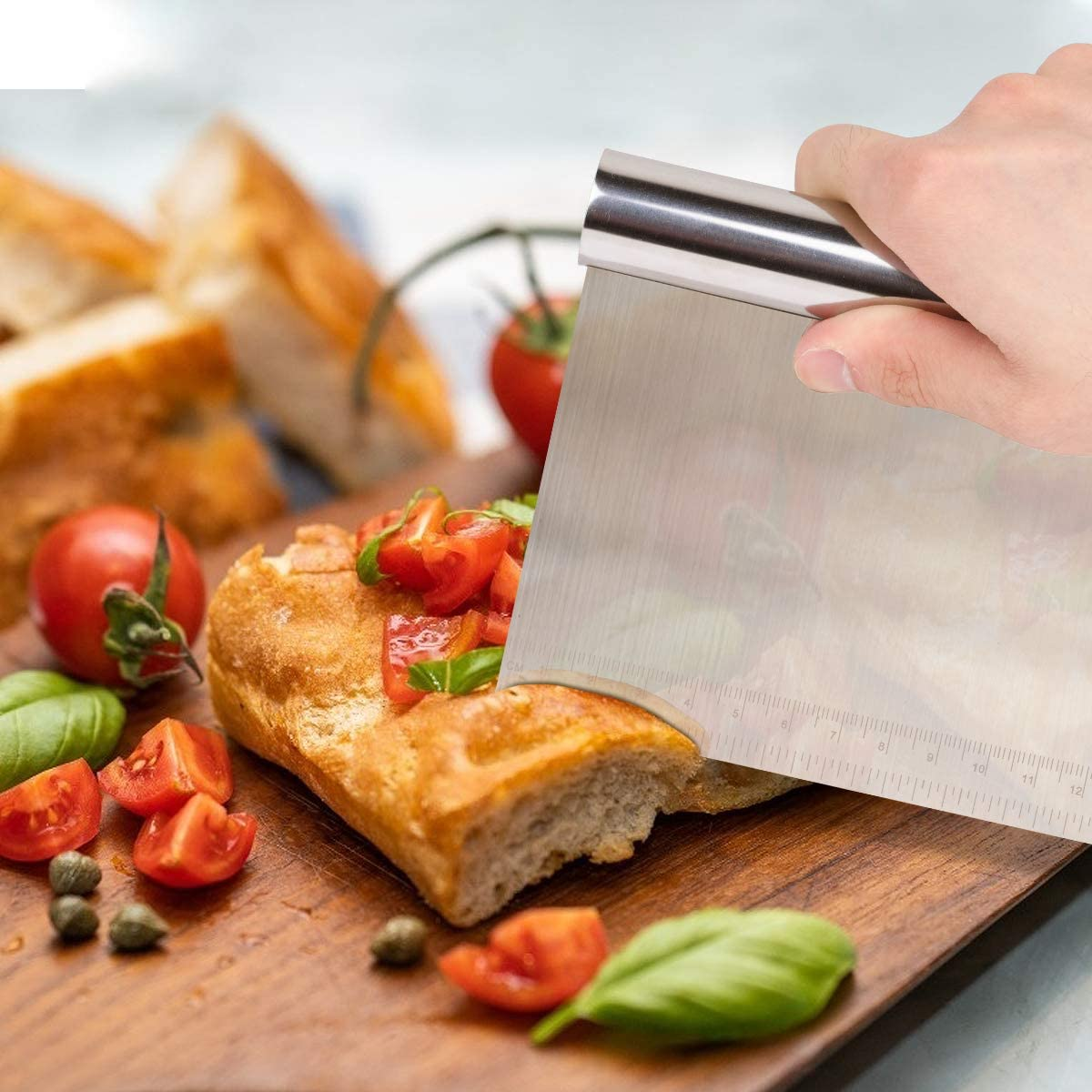 Vicloon 3 Pcs Dough Scraper Cutter, Stainless Steel Dough Scraper with Handle and Measuring Scale, Pastry Cutter Plastic Scraper Smoother Tool Set for Bread Pizza Cake Dough Baking Shaping image number 4