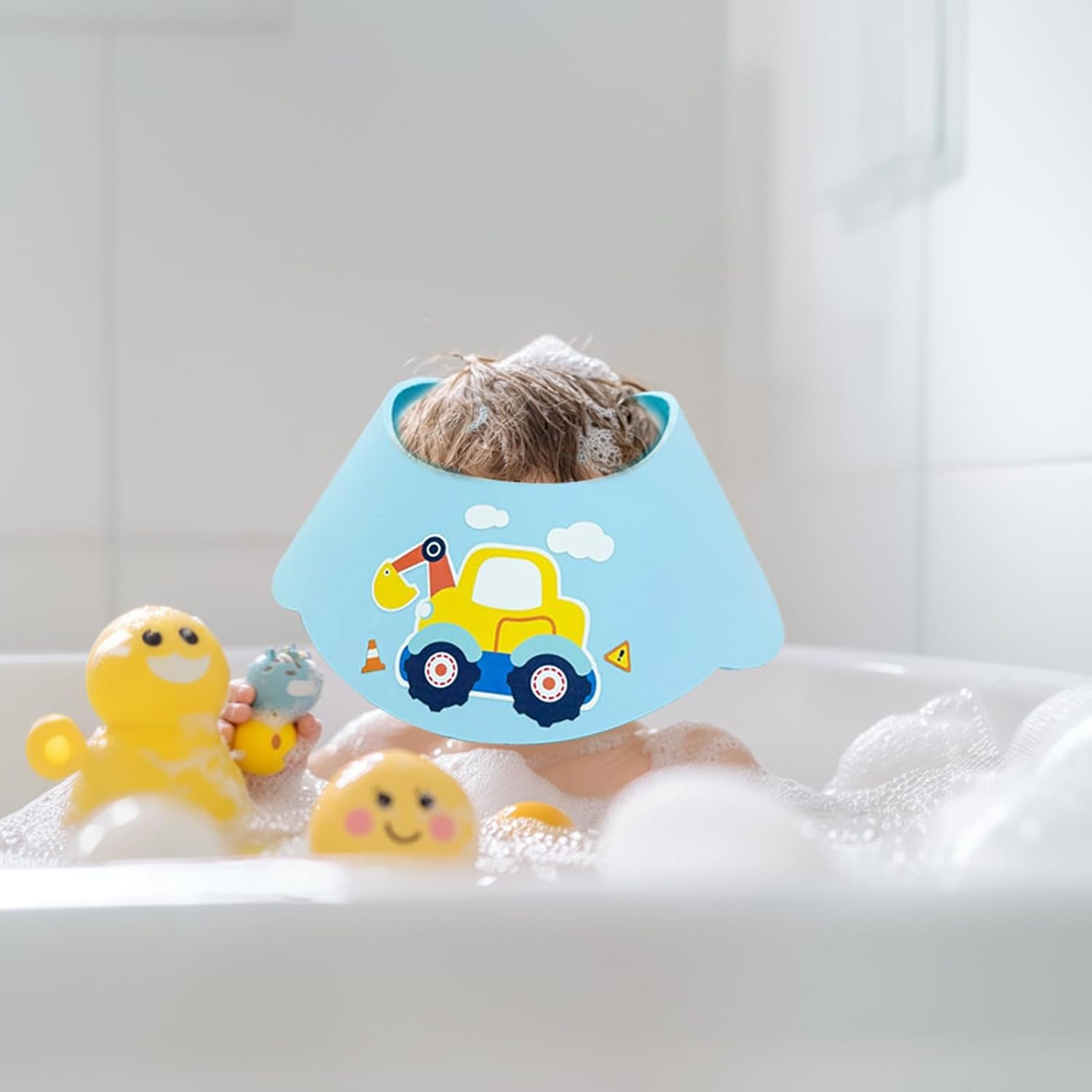 Walopola Hair Washing Shield | Bath Visor - Shampoo Head Cover Adjustable Waterproof Eye Ear Protector for Elderly Water Conservation Bathing Bathtub image number 2