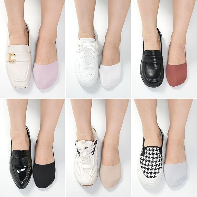 No Show Socks for Women, Non Slip Nylon Thin Footies Invisible Silky Low Liner Socks for Loafers Flats 6 Pairs image number 2