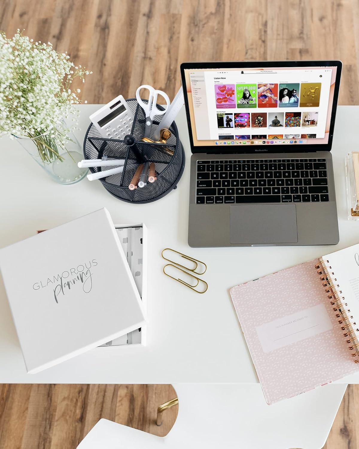 Varhomax Desk Organizer Black, 360&deg; Rotating Pencil Holder & Makeup Brush Pen Holder for Home Office Supplies - 4 Compartments Mesh Organizer with Large Storage Capacity image number 2