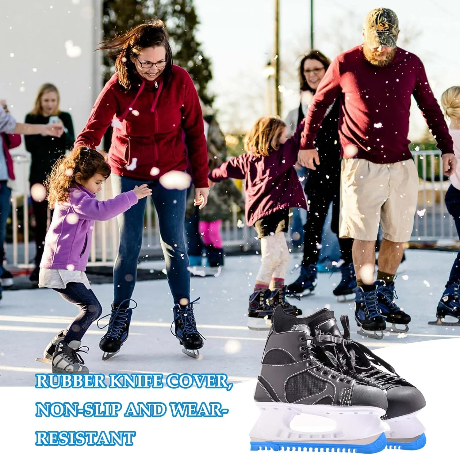 Ice Skate Guards, 1 Pair Ice Skate Blade Covers Skate Blade Protector, Ice Hockey Equipment with Adjustable Buckle for Ice Skating, Figure Skates, Hockey