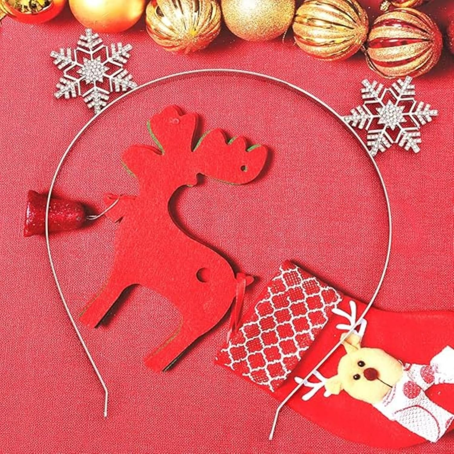 Christmas Headband Reindeer Antlers Snowflake Headbands Crystal Rhinestone Deer Horn Headband Hair Band 2 Pack image number 1
