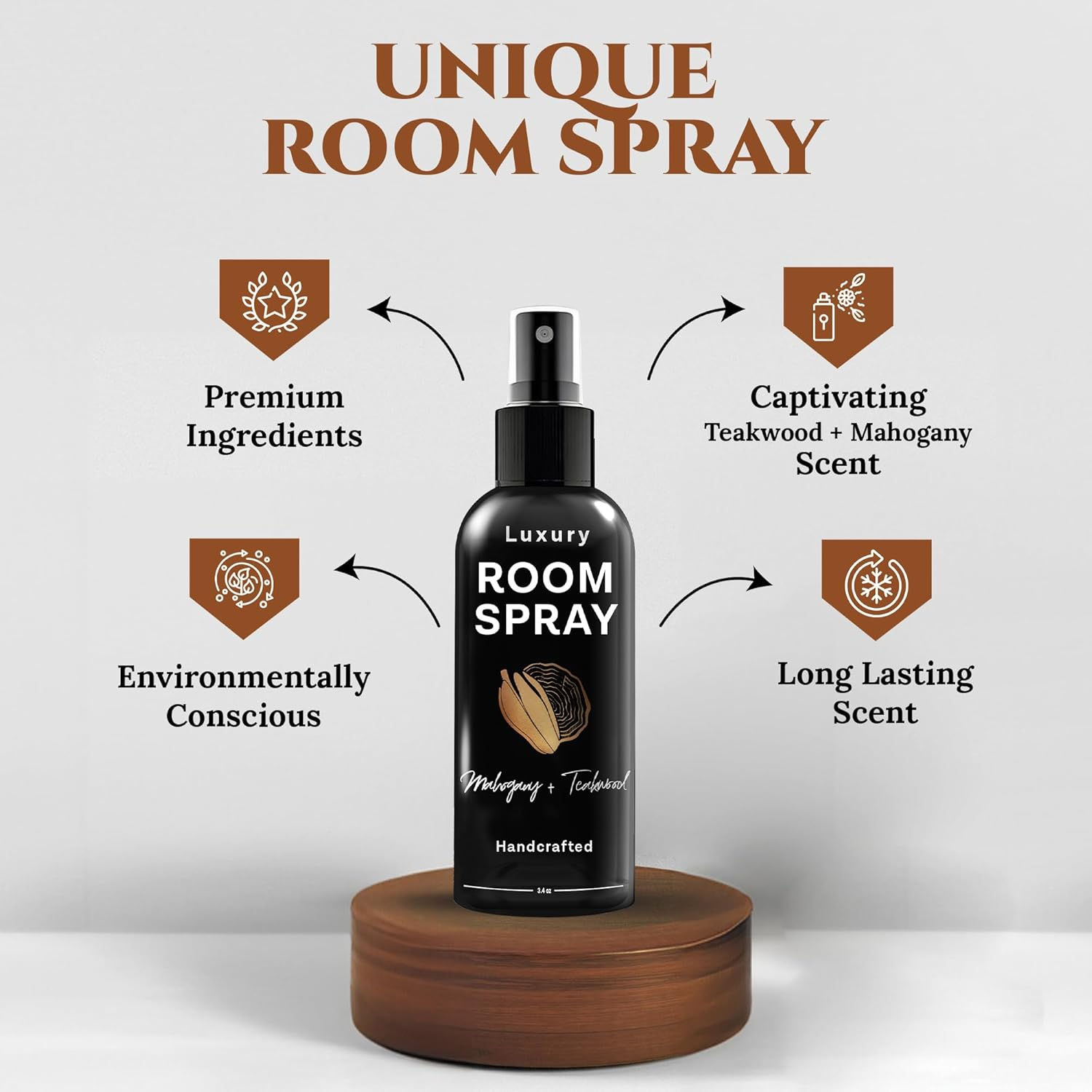 605Products - Mahogany Teakwood Air Freshener - Room Spray for Home, Bathroom, & Bedroom - Long Lasting Odor Eliminator with Essential Oils and Natural Ingredients - Home Fragrance Essential - 2 Pack image number 3